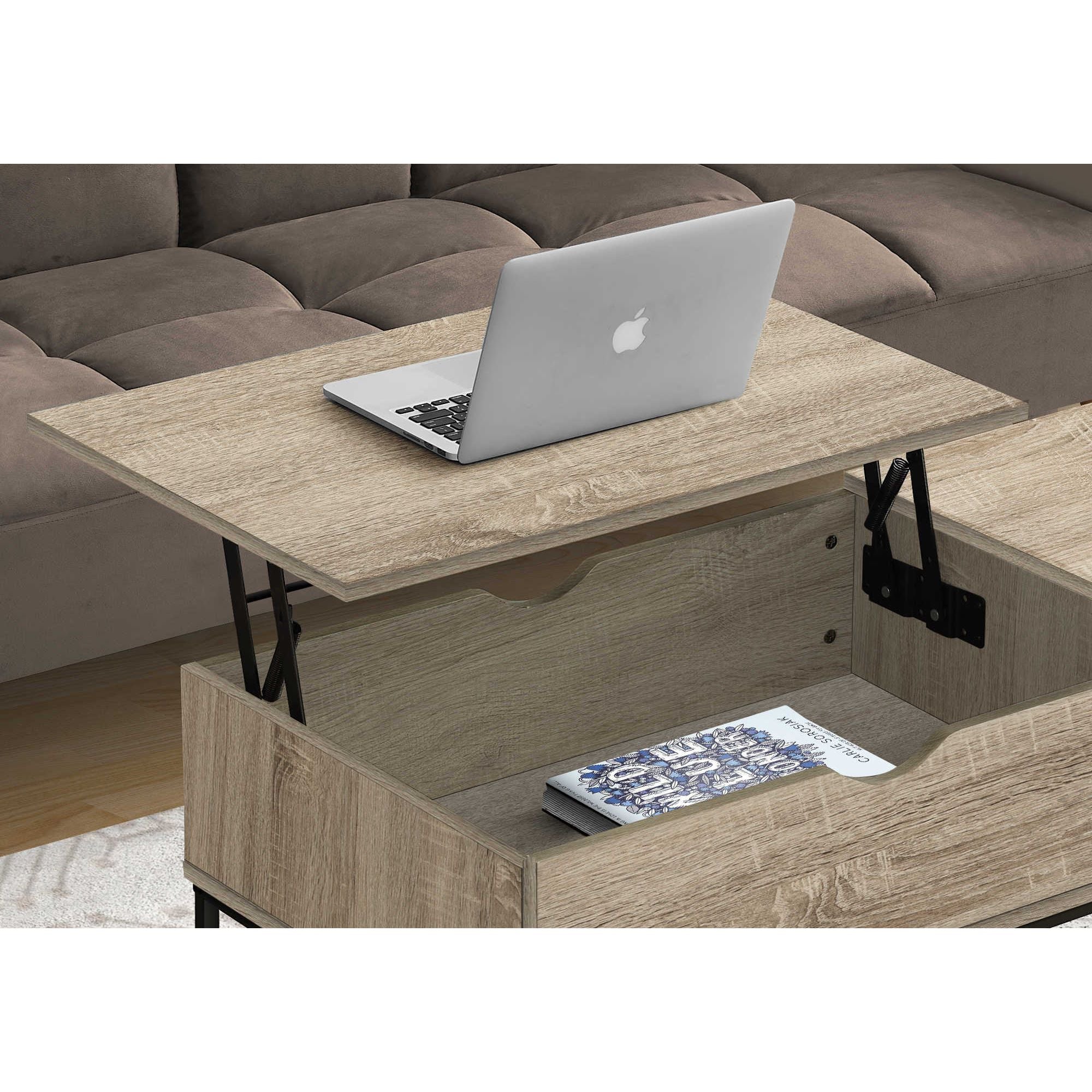 Dark taupe Sable coffee table by Monarch Specialties with sleek modern design and wooden finish.