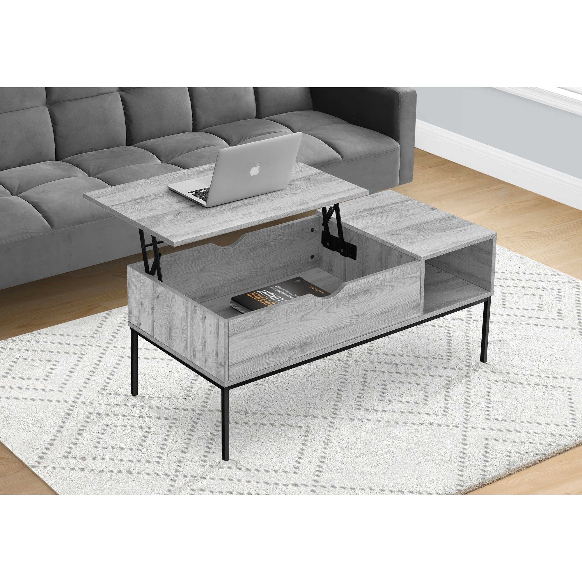 Grey Sable Coffee Table by Monarch Specialties featuring a modern design with a smooth surface and sturdy legs.