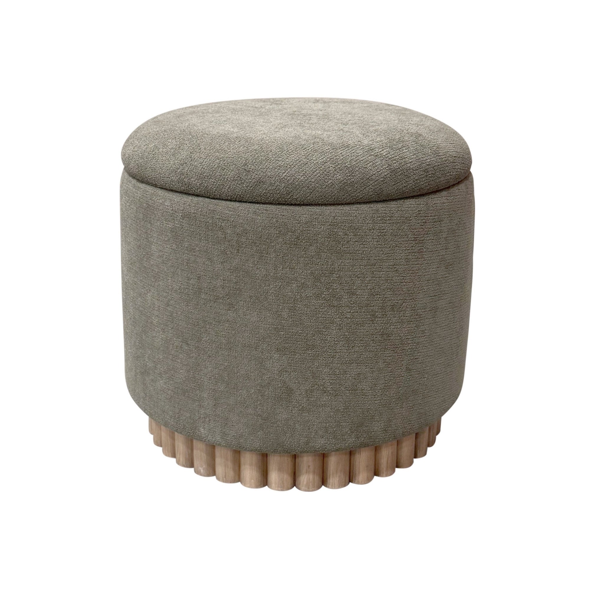 Sadie Round Storage Ottoman – Moss & Natural