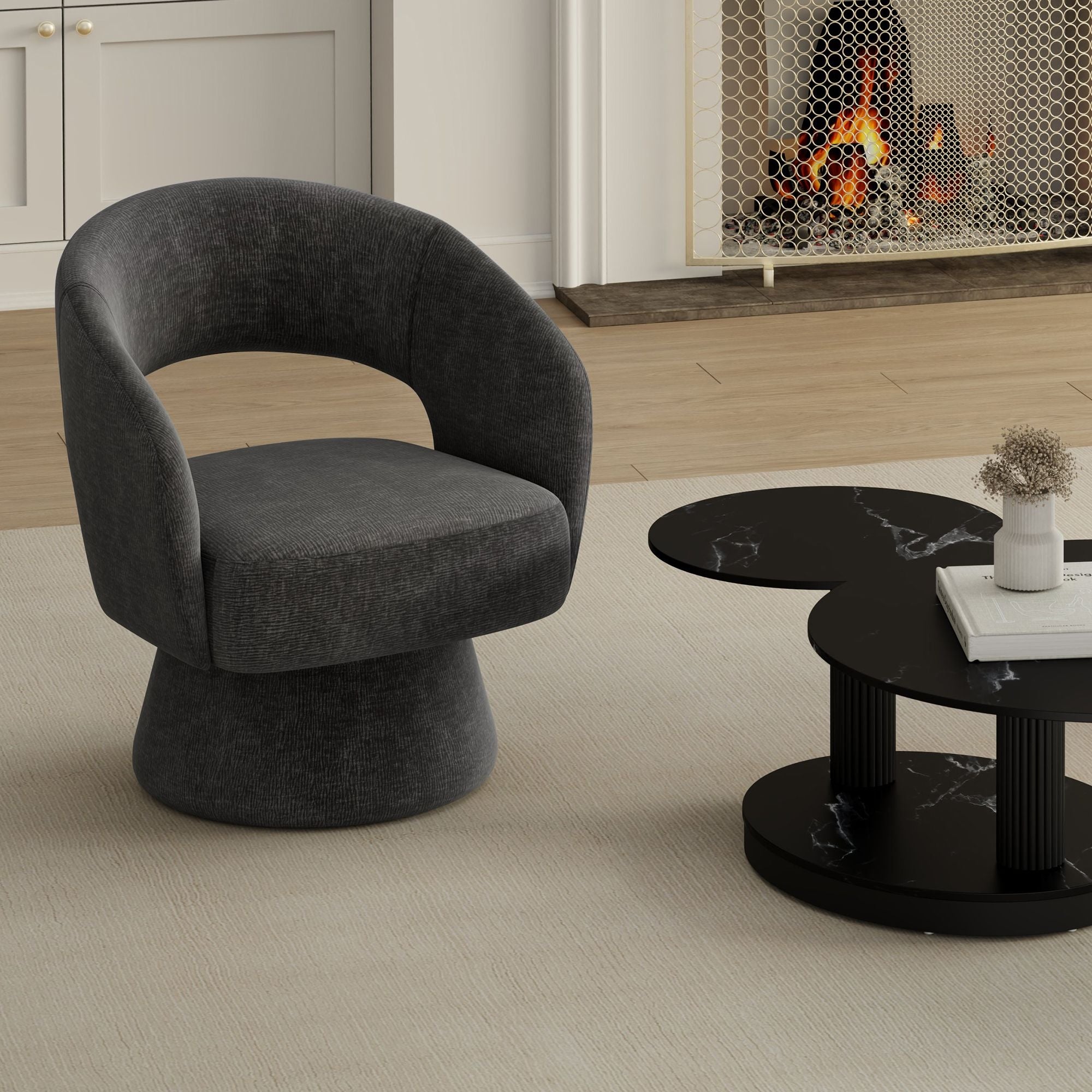 Santo 360° Swivel Accent Chair in Charcoal
