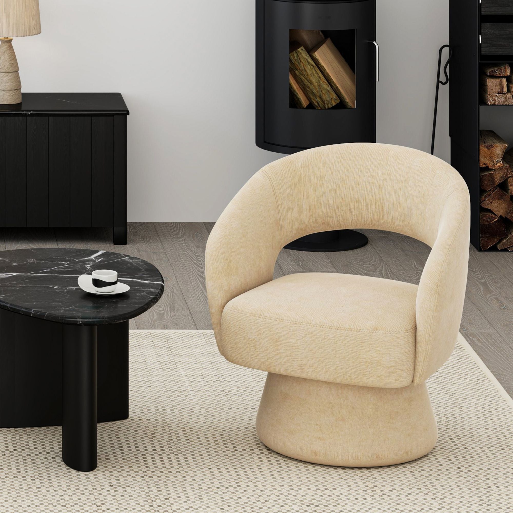 Santo 360° Swivel Accent Chair in Beige