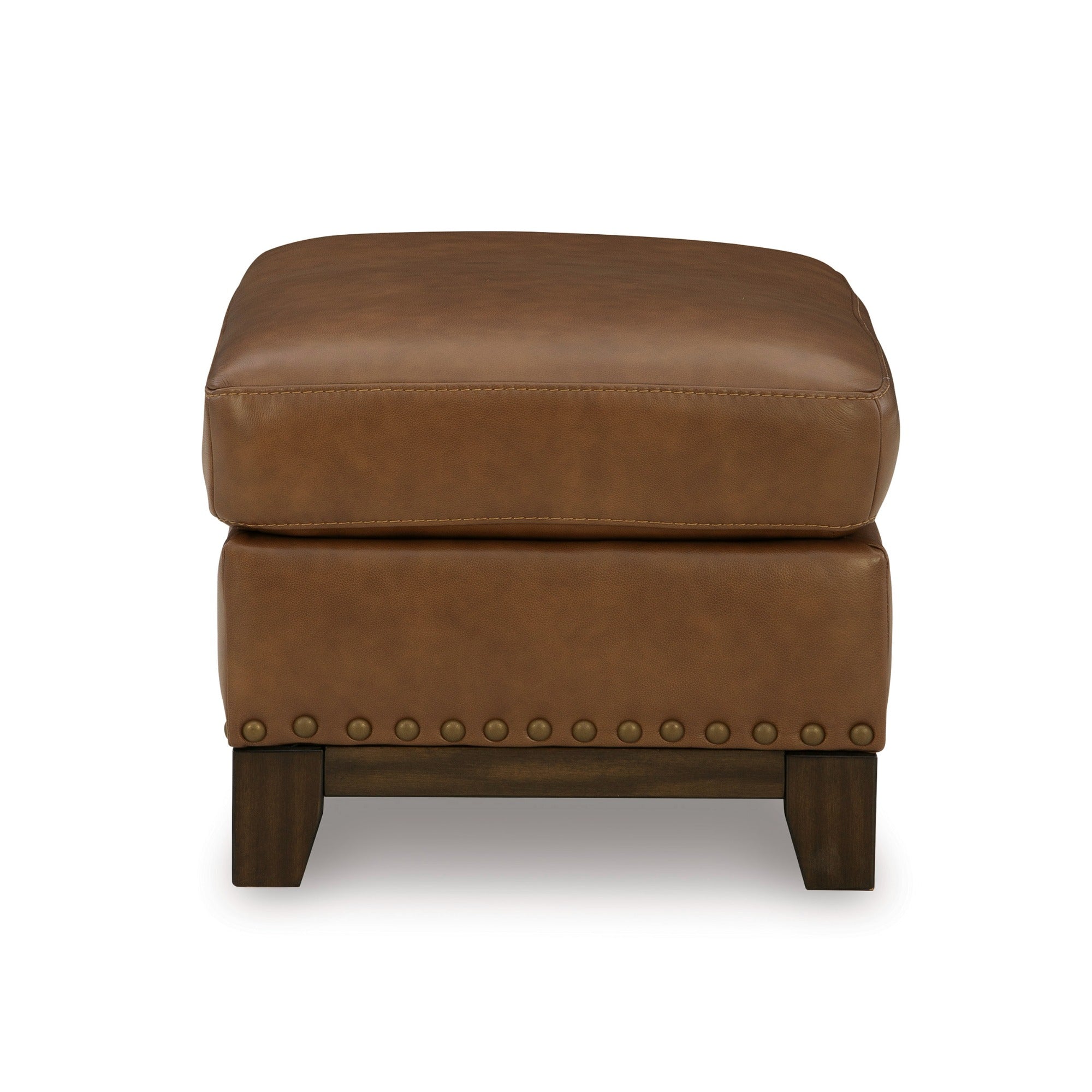 Saonara Leather Ottoman in Amber