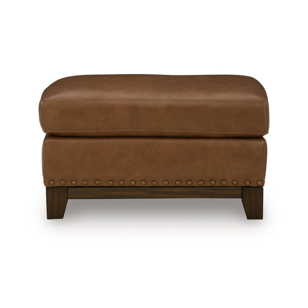 Saonara Leather Ottoman in Amber
