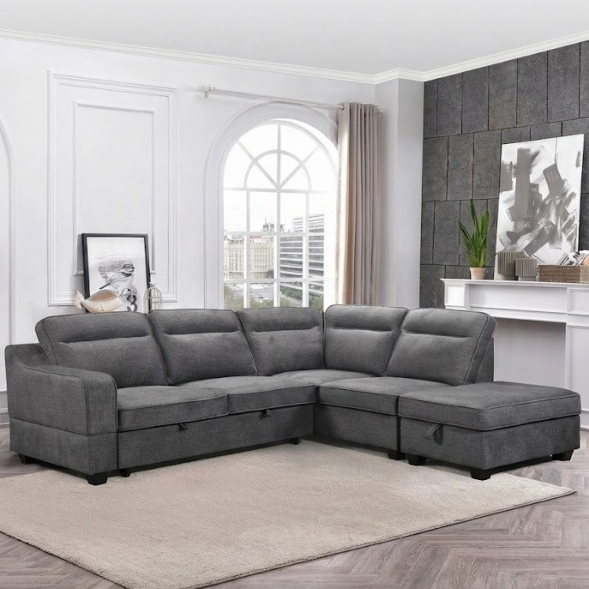 Savannah Sectional Sleeper in Grey | CastleUp Experience Centre Online Furniture