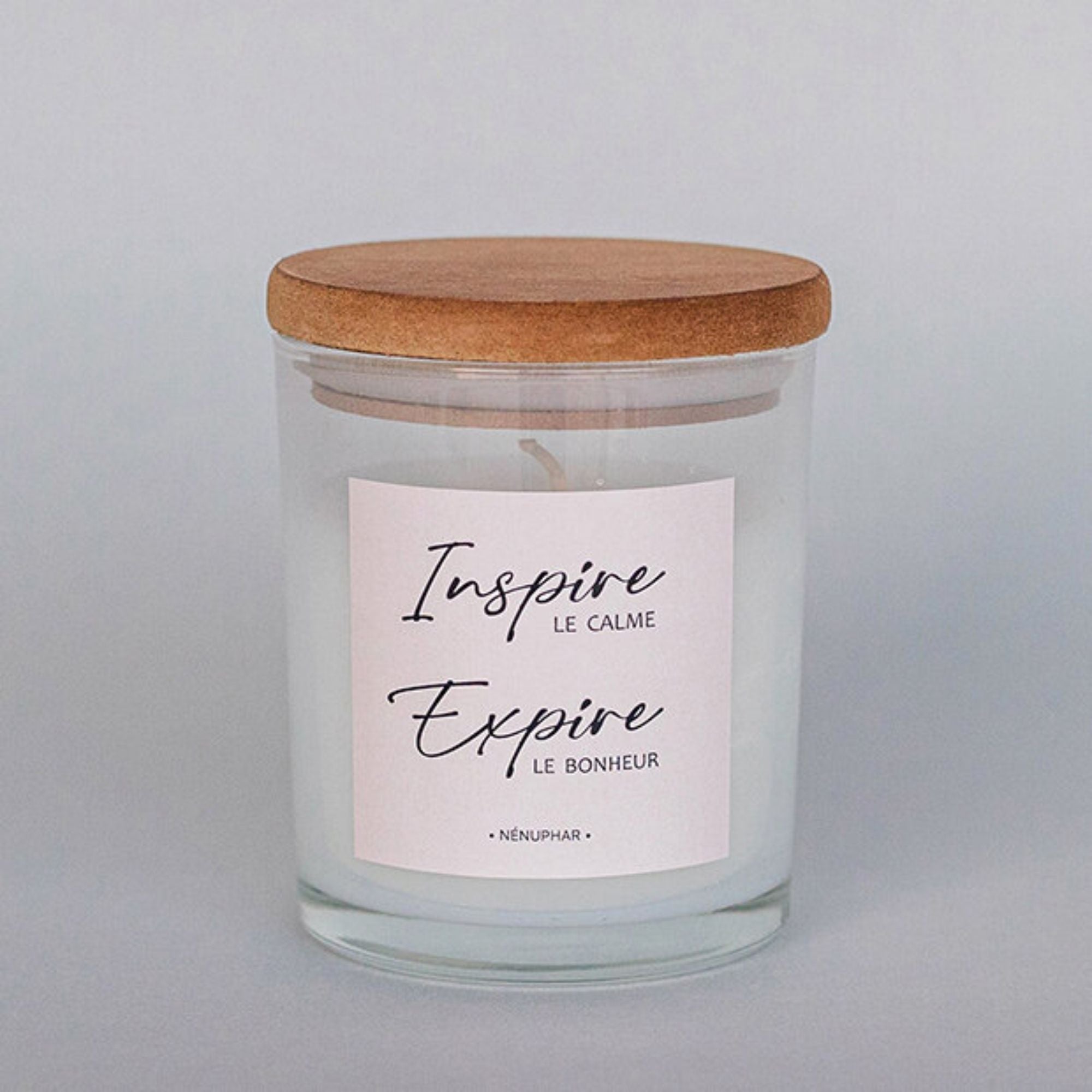 F&T Inspire scented candle in a white jar with wooden lid