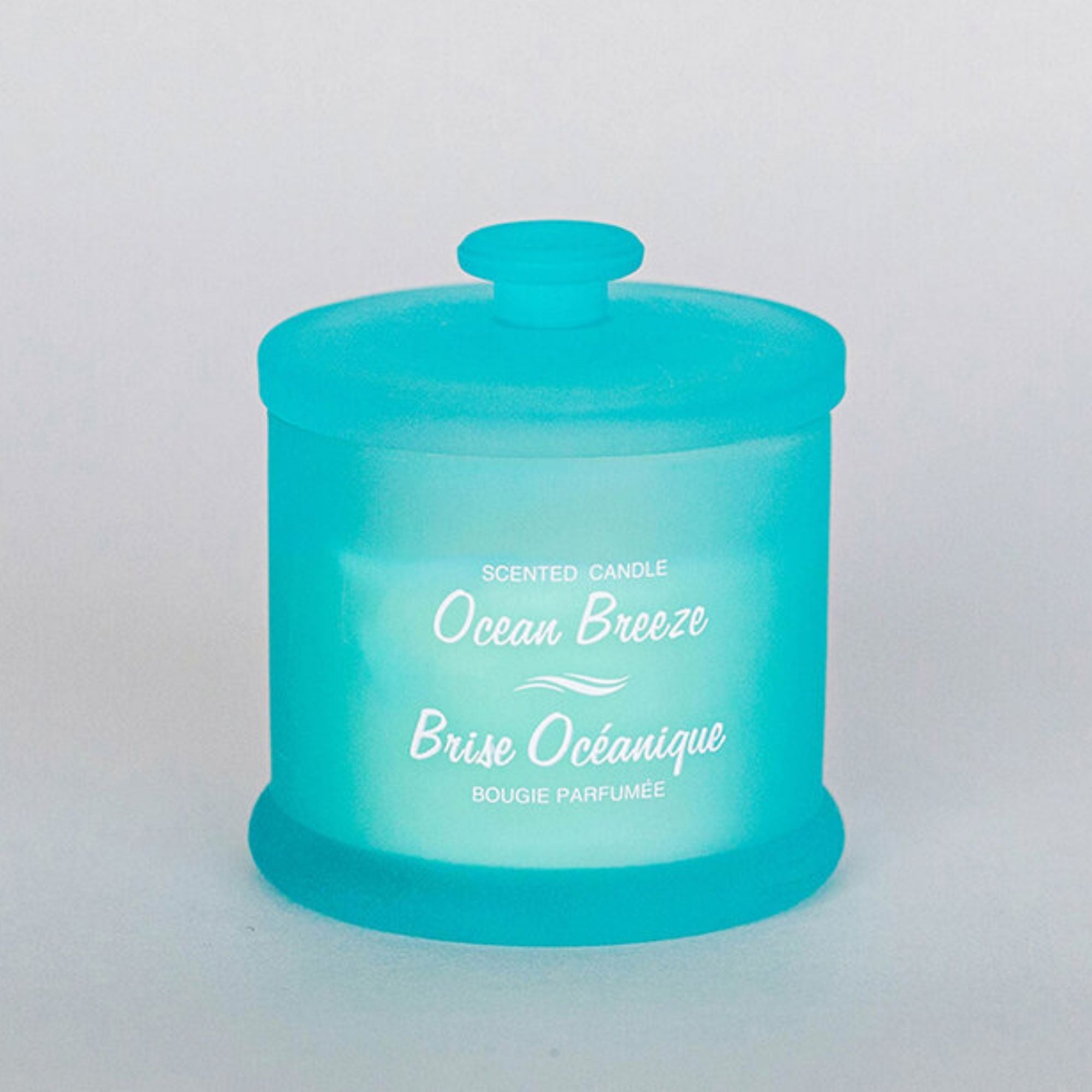 “Ocean Breeze” Scented Glass Candle with Lid – Candescence Veil Collection