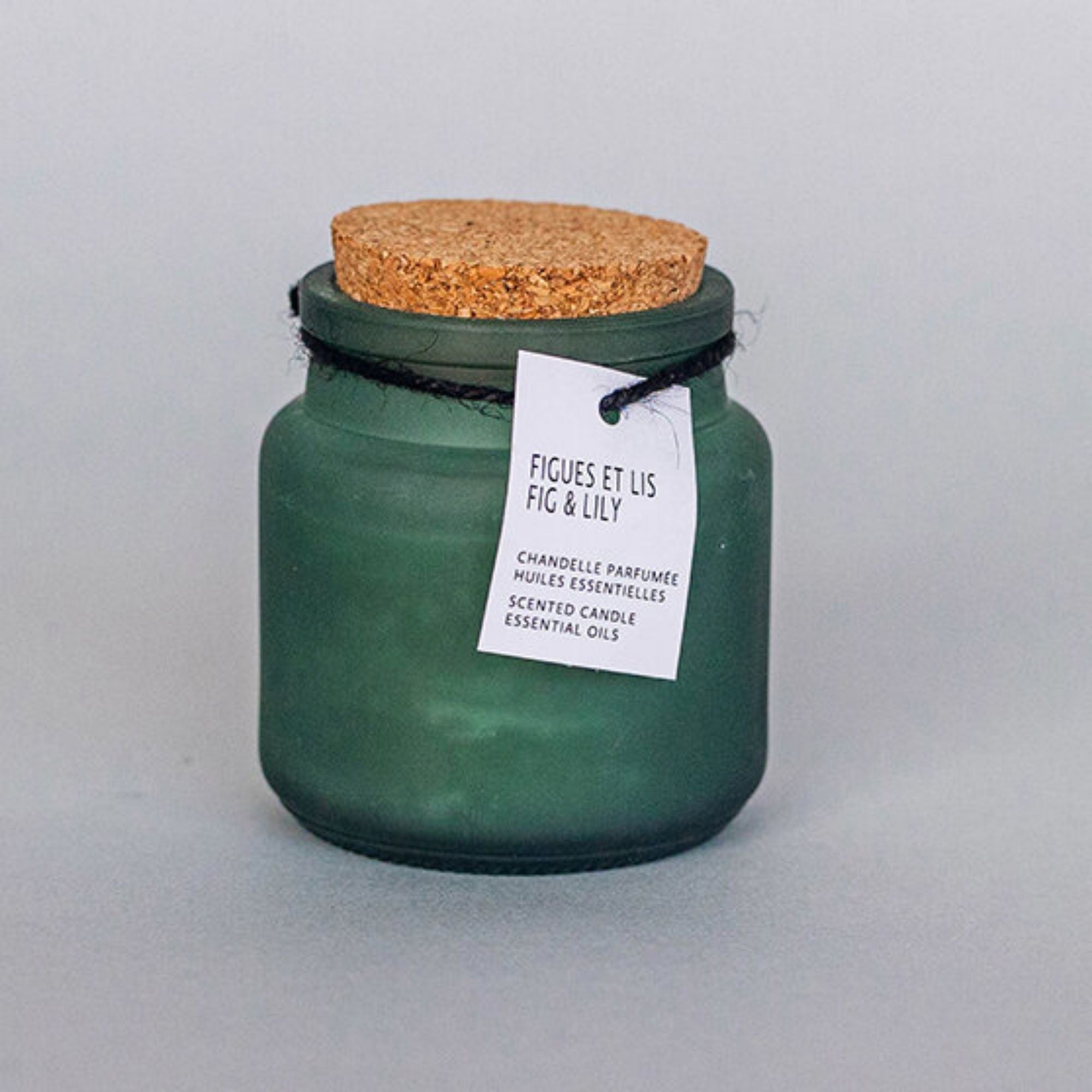 “Fig & Lily” Scented Candle with Cork Lid – Green