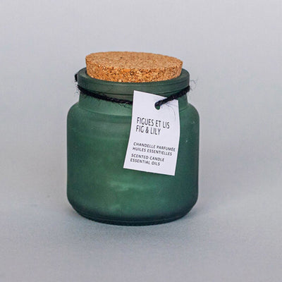 “Fig & Lily” Scented Candle with Cork Lid – Green