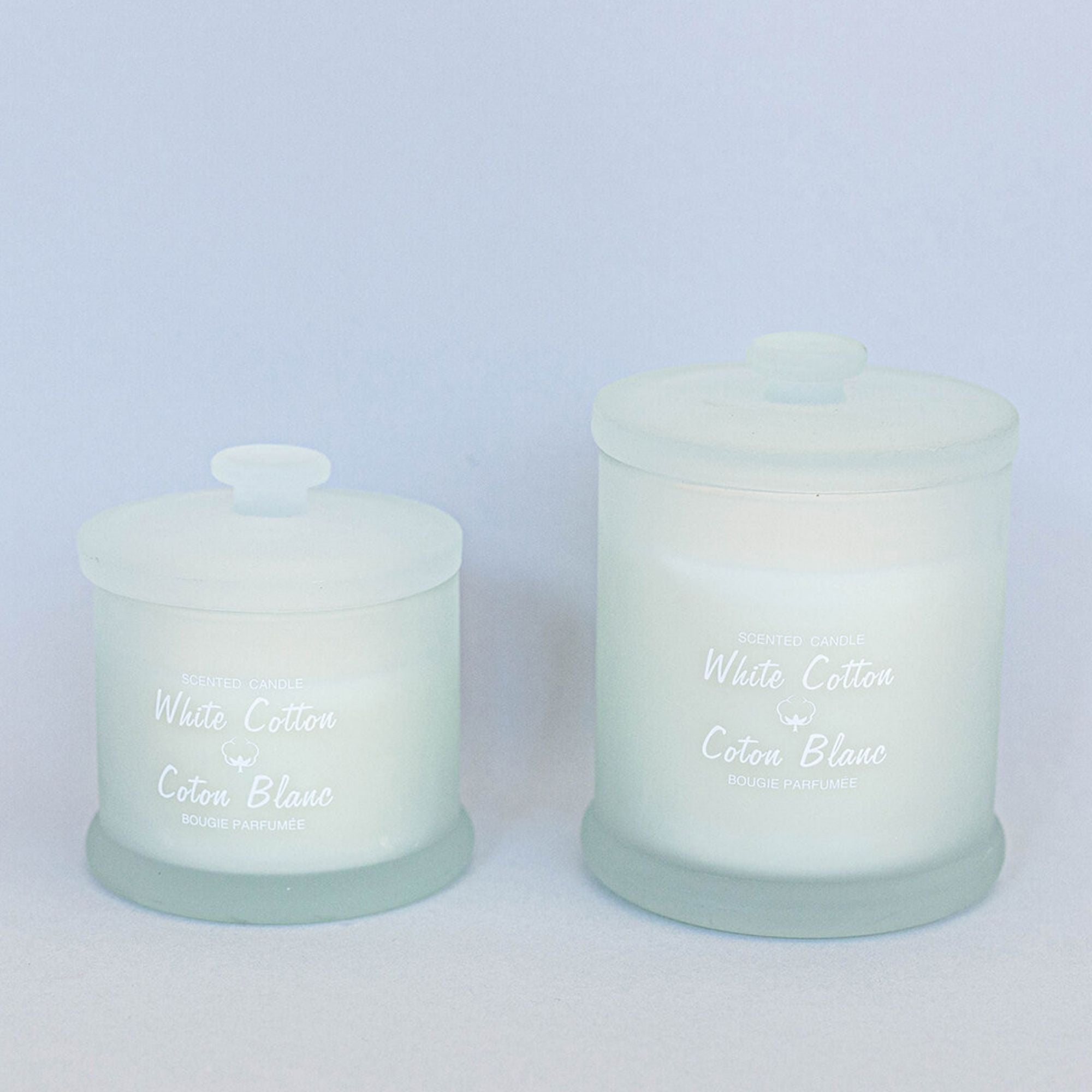 “White Cotton” Scented Glass Candle with Lid – Candescence Veil Collection