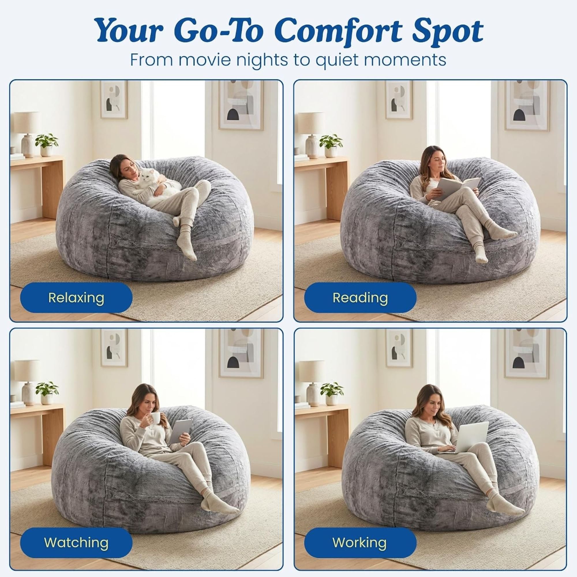 Sealy® Bala 5ft Foam Bean Bag Lounger Grey