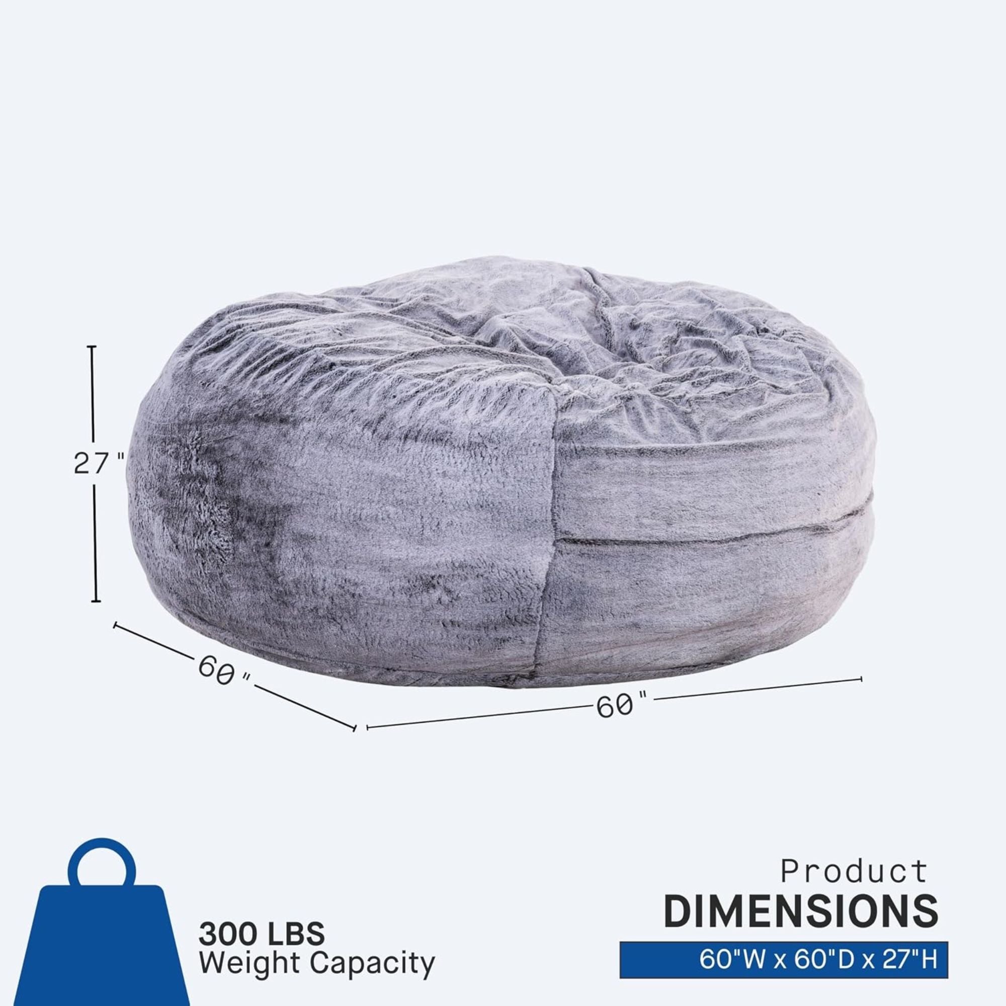 Sealy® Bala 5ft Foam Bean Bag Lounger Grey