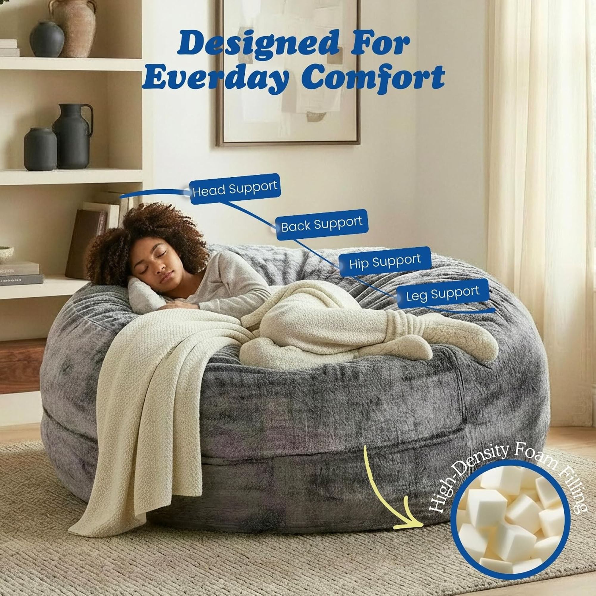Sealy® Bala 5ft Foam Bean Bag Lounger Grey