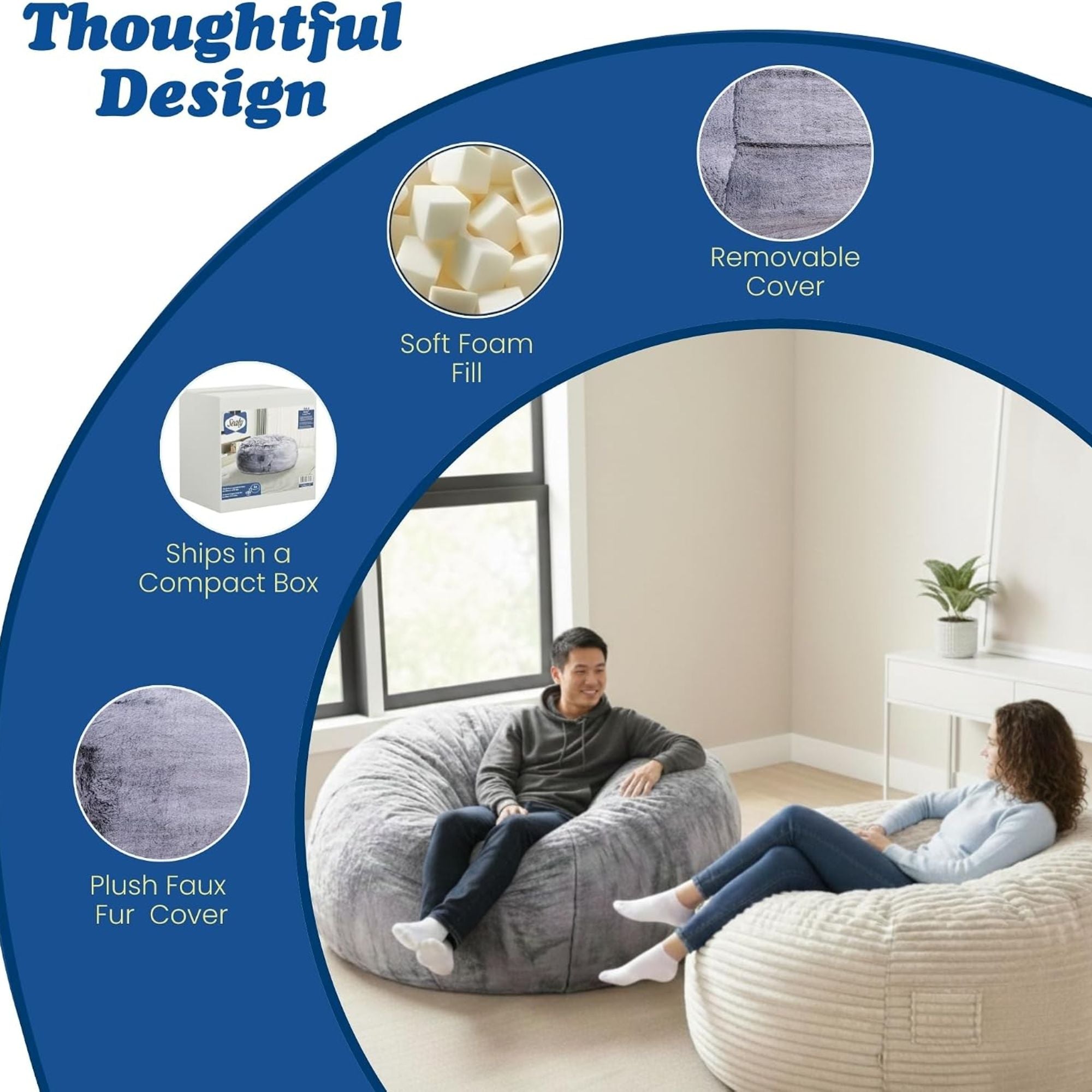 Sealy® Bala 5ft Foam Bean Bag Lounger Grey