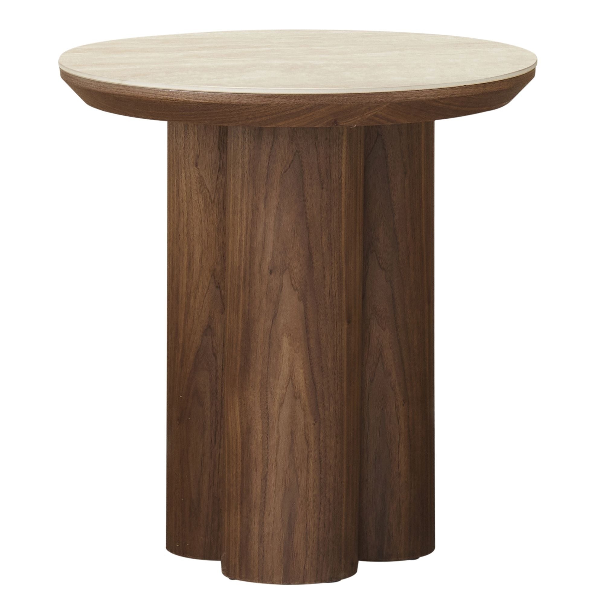 Seaton Round Coffee Table Set in Walnut and Travertine (pre-order)