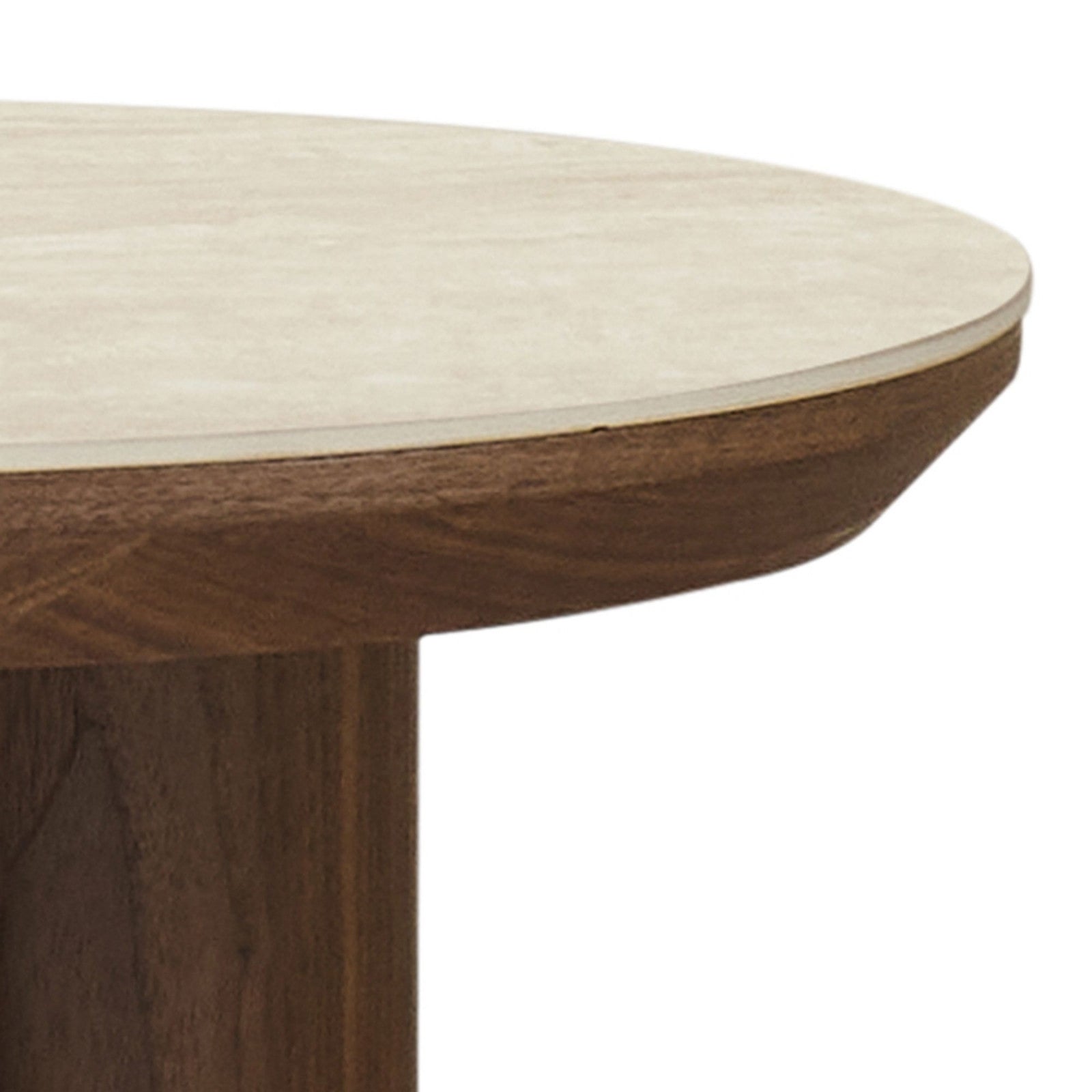 Seaton Round Accent Table in Walnut and Travertine (Pre-order)