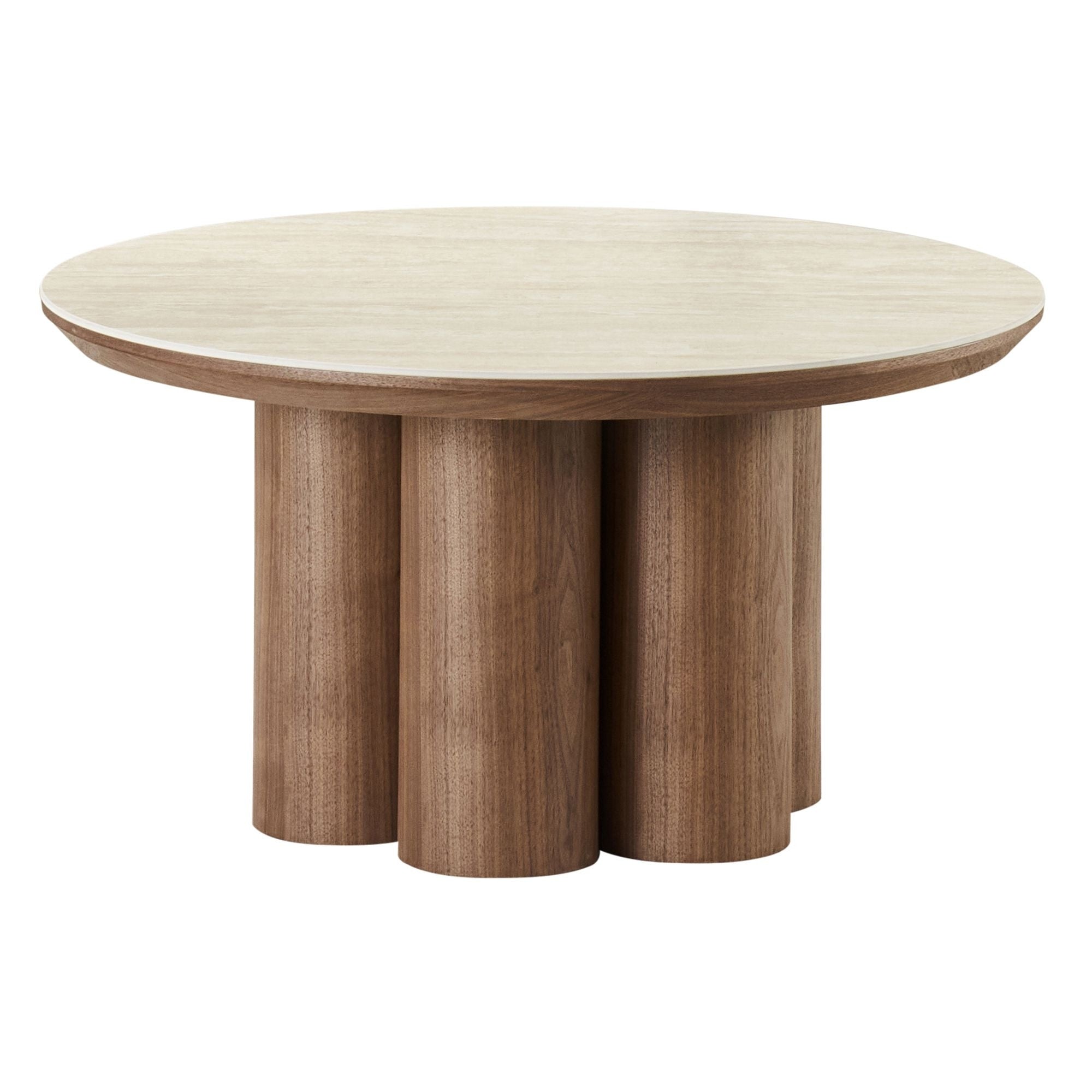 Seaton Round Coffee Table Set in Walnut and Travertine (pre-order)