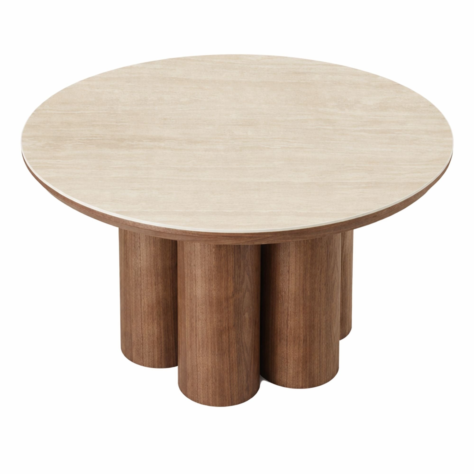Seaton Round Coffee Table Set in Walnut and Travertine (pre-order)