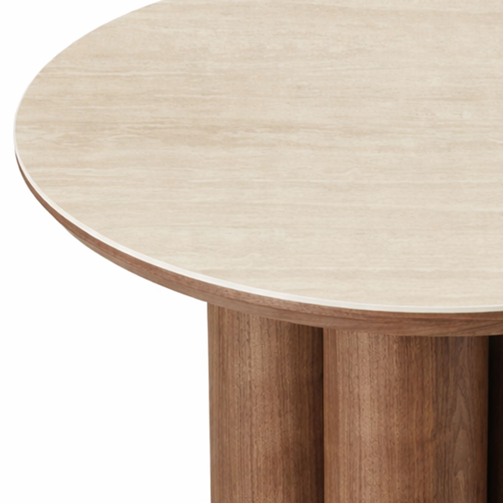 Seaton Round Coffee Table Set in Walnut and Travertine (pre-order)