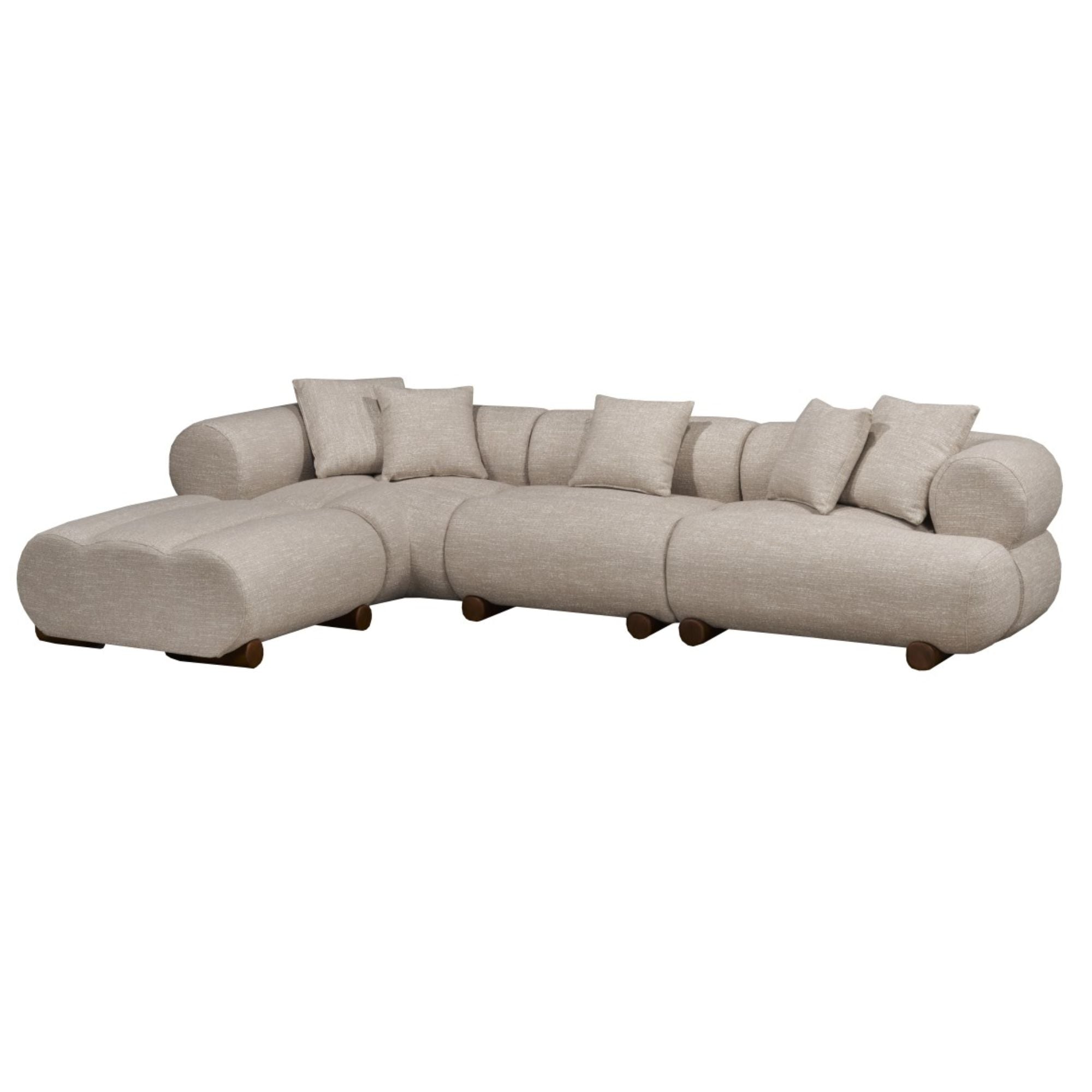 Cove Chenille Sectional with Chaise in Taupe