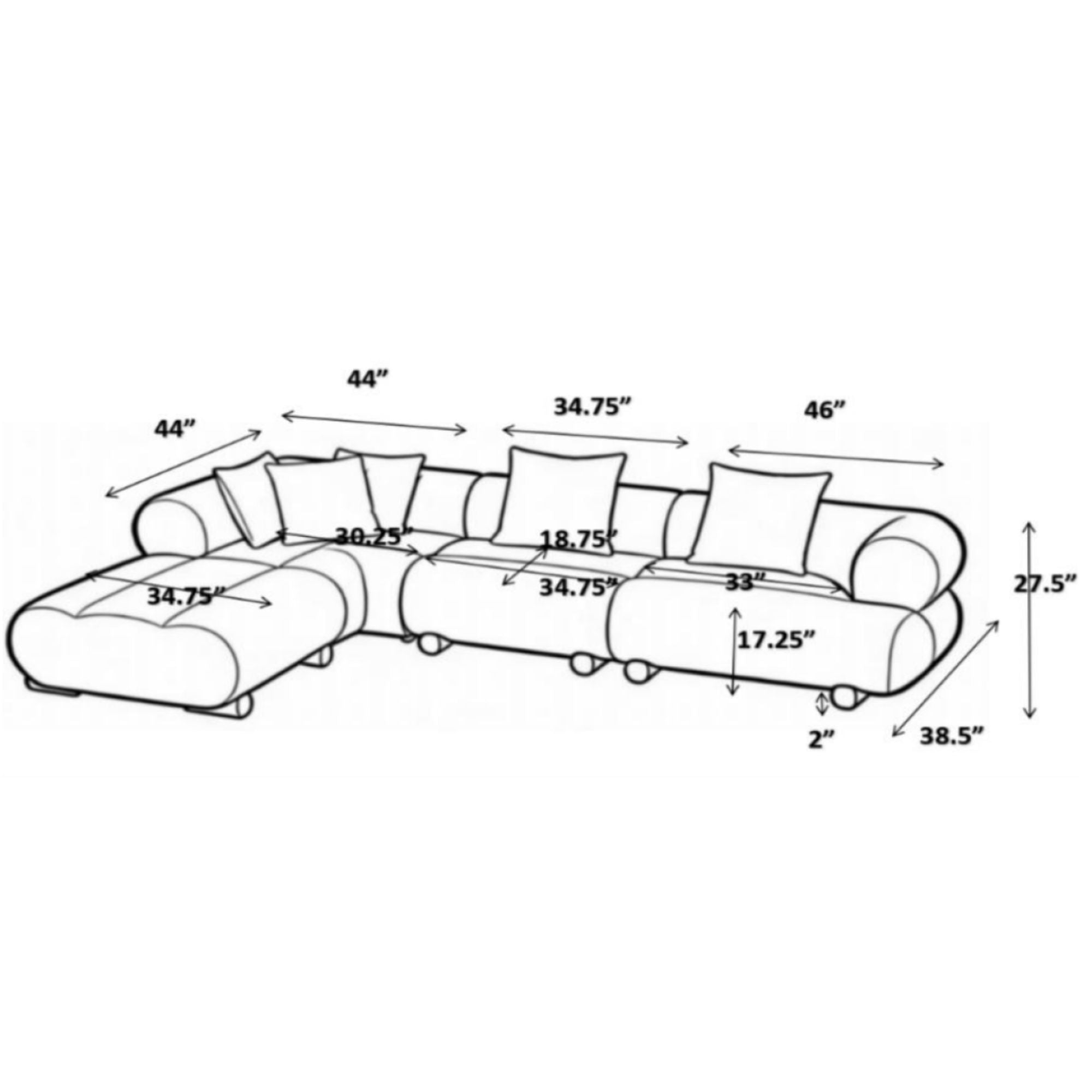 Cove Chenille Sectional with Chaise in Light Beige