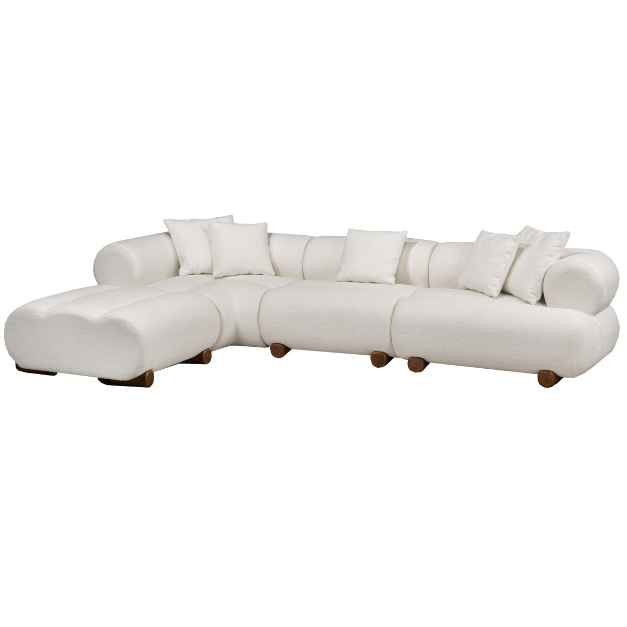 Cove Chenille Sectional with Chaise in Light Beige