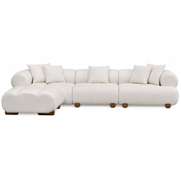 Cove Chenille Sectional with Chaise in Light Beige
