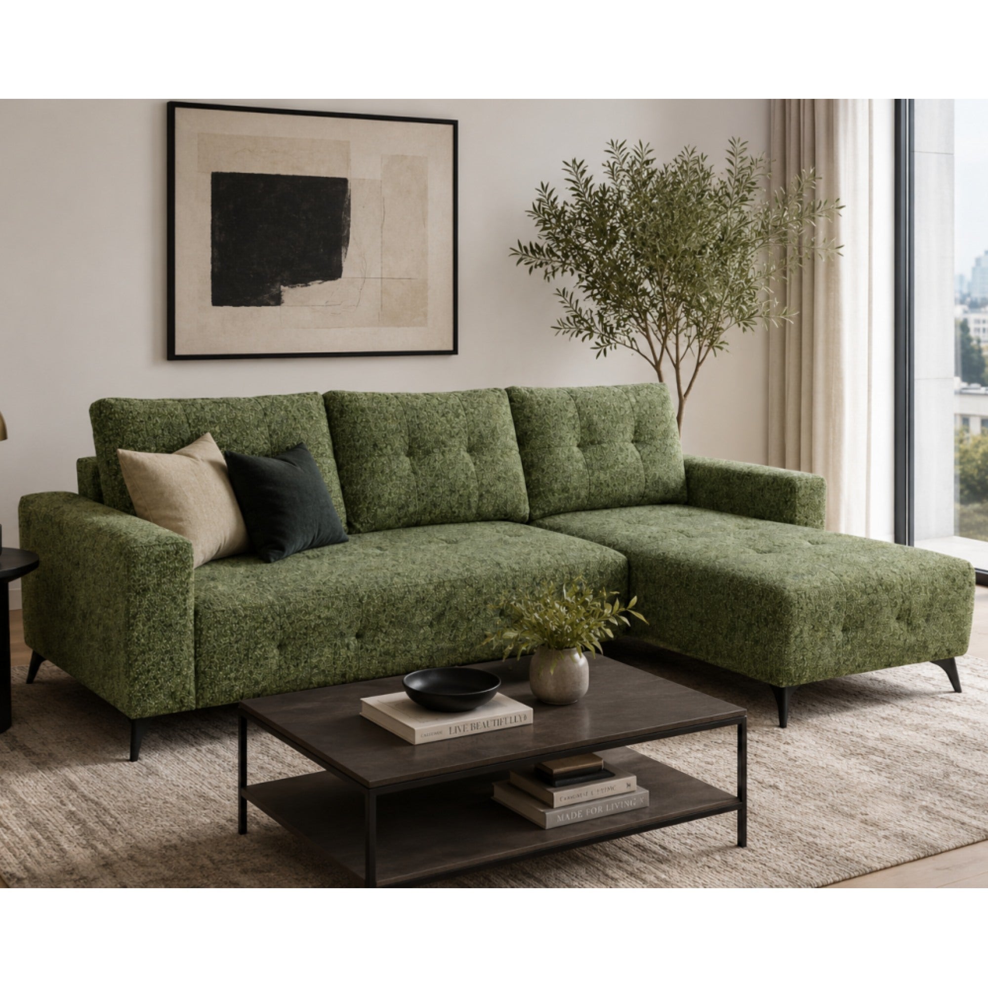 DreamSpace RHF Sectional Pull Out Sleeper in Green