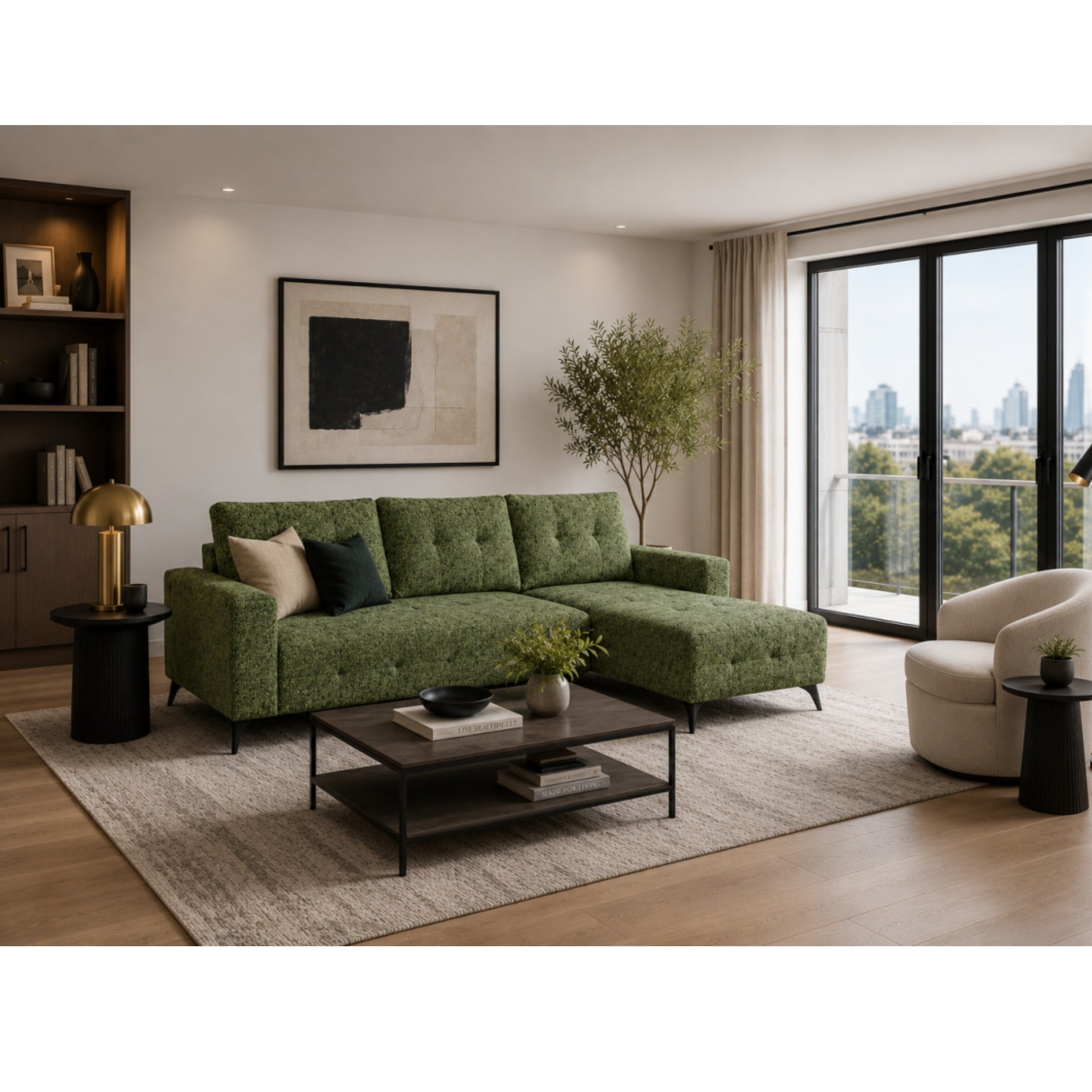 DreamSpace RHF Sectional Pull Out Sleeper in Green