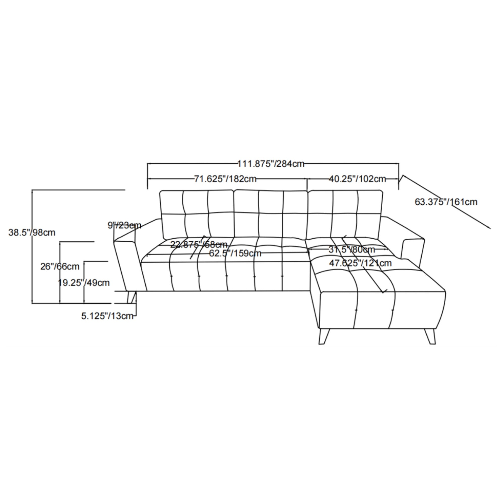 DreamSpace RHF Sectional Pull Out Sleeper in Green