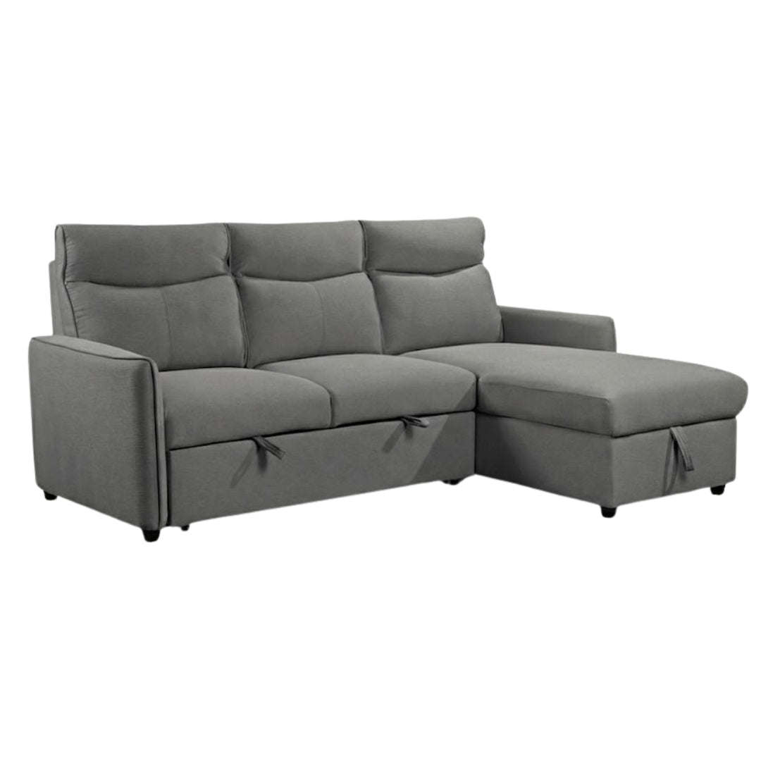 Reversible sleeper sectional sofa with storage chaise by IFF, featuring plush cushions and modern design in a stylish living room setting.