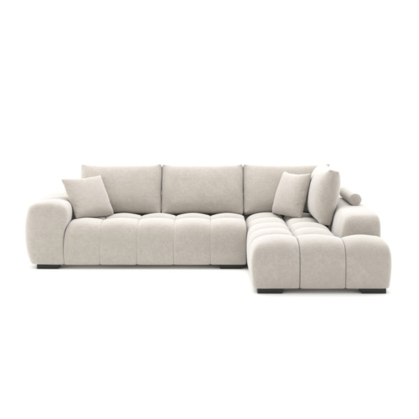 Light beige Zara sectional sofa by Brassex, showcasing a modern L-shaped design with plush cushions and sleek upholstery.