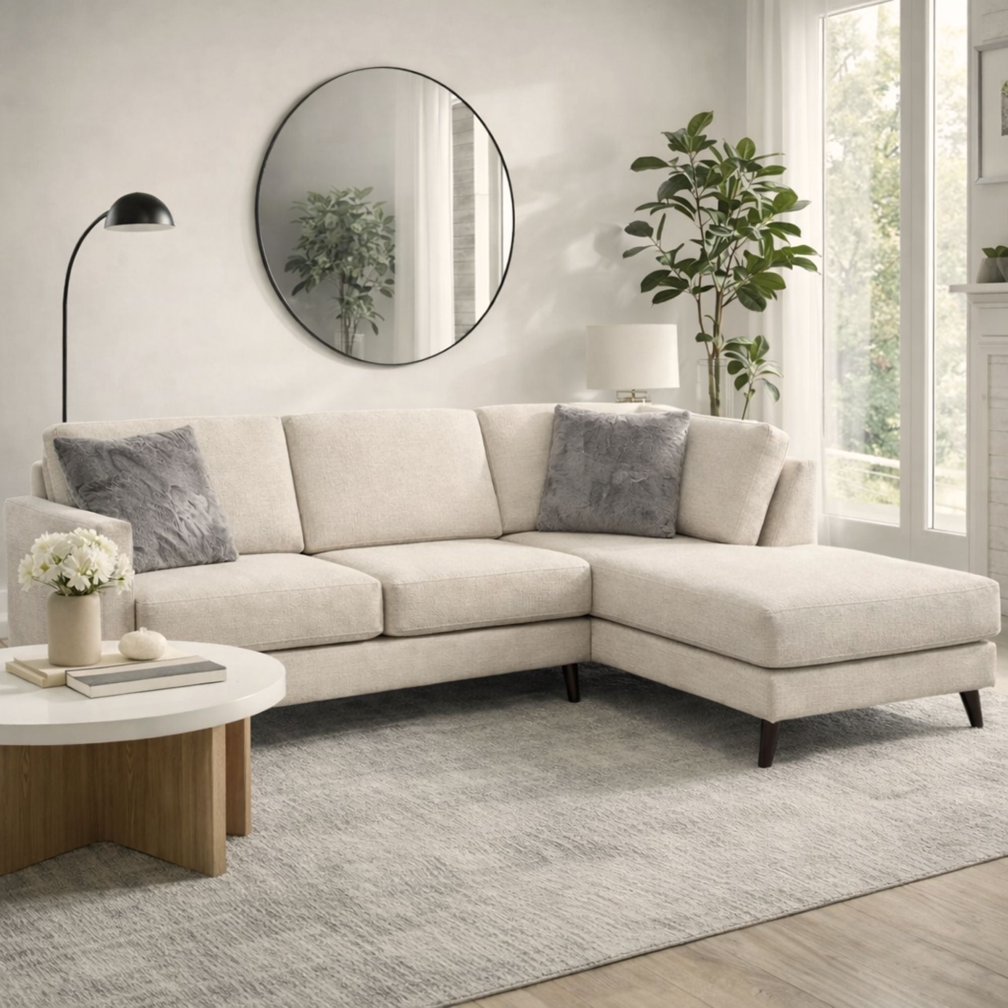 ComfortStyle Whitney 2-piece sectional sofa for condo living, featuring plush cushions and modern design.