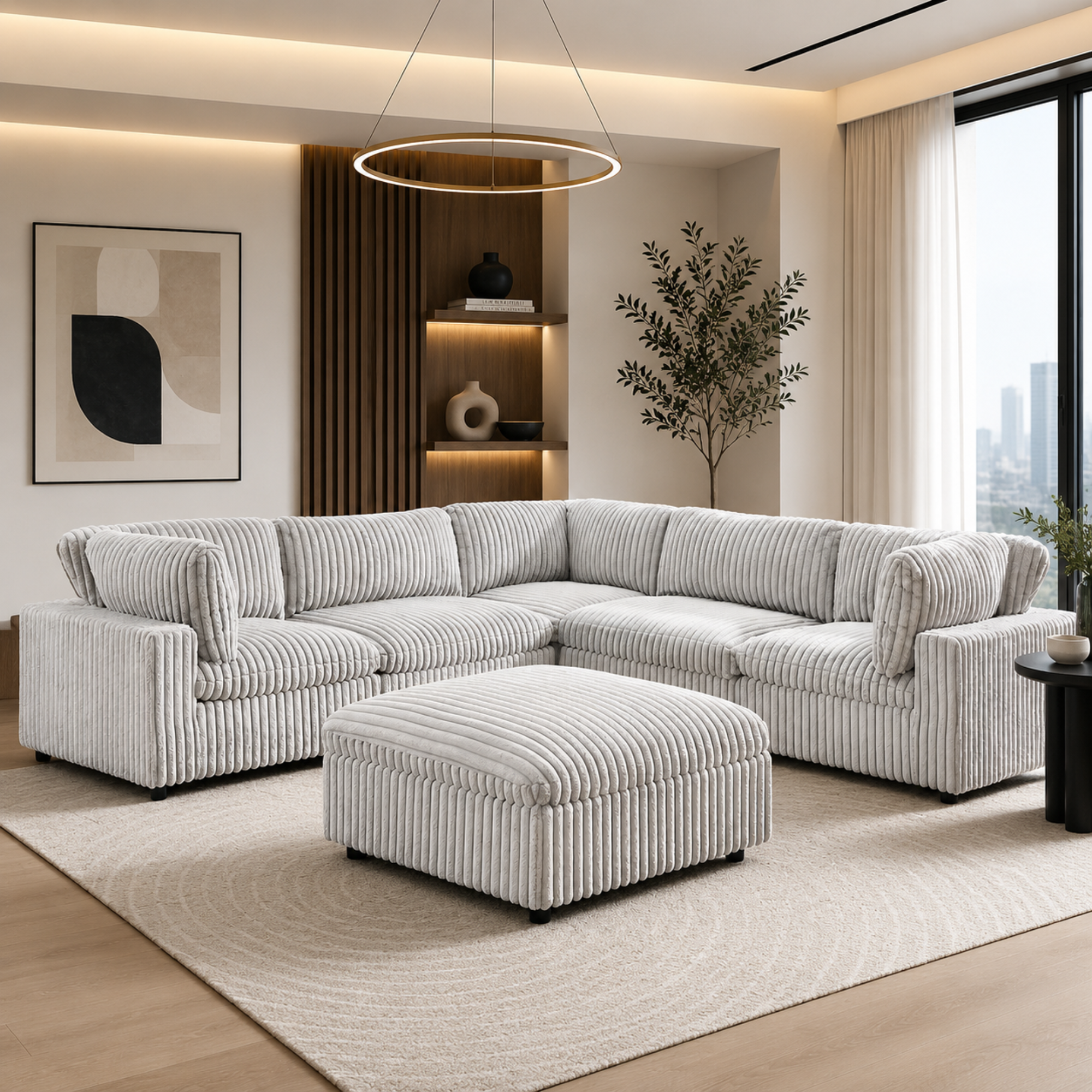Colton Mink 6 Pieces Fabric Modular Sectional
