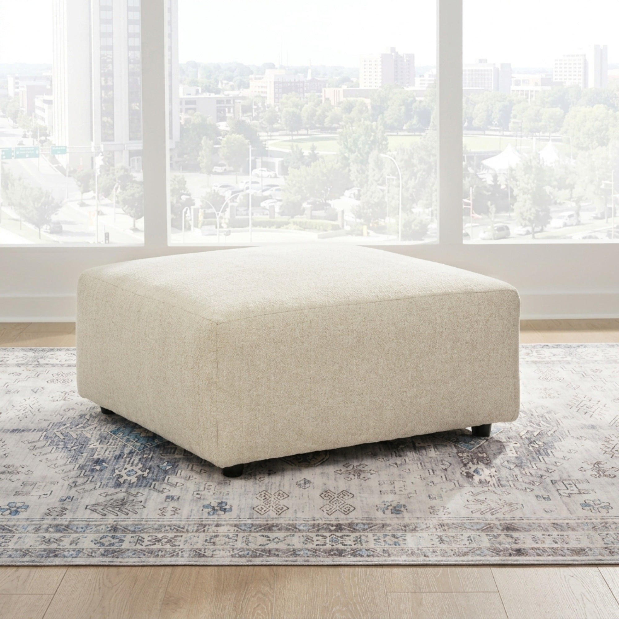 Edenfield Oversized Accent Ottoman Linen