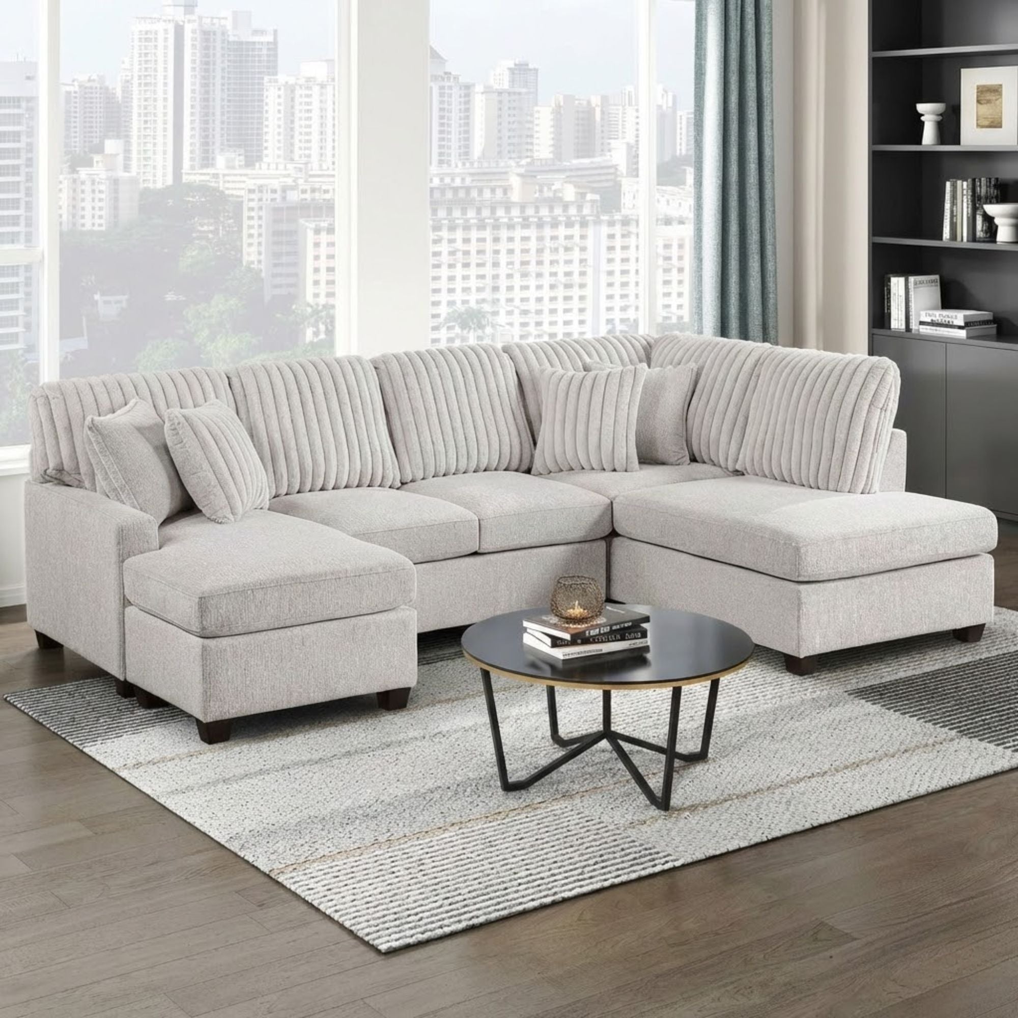 MAZ Lawson Collection 2-piece sectional sofa with chaise, featuring plush cushions and modern design in a neutral fabric.