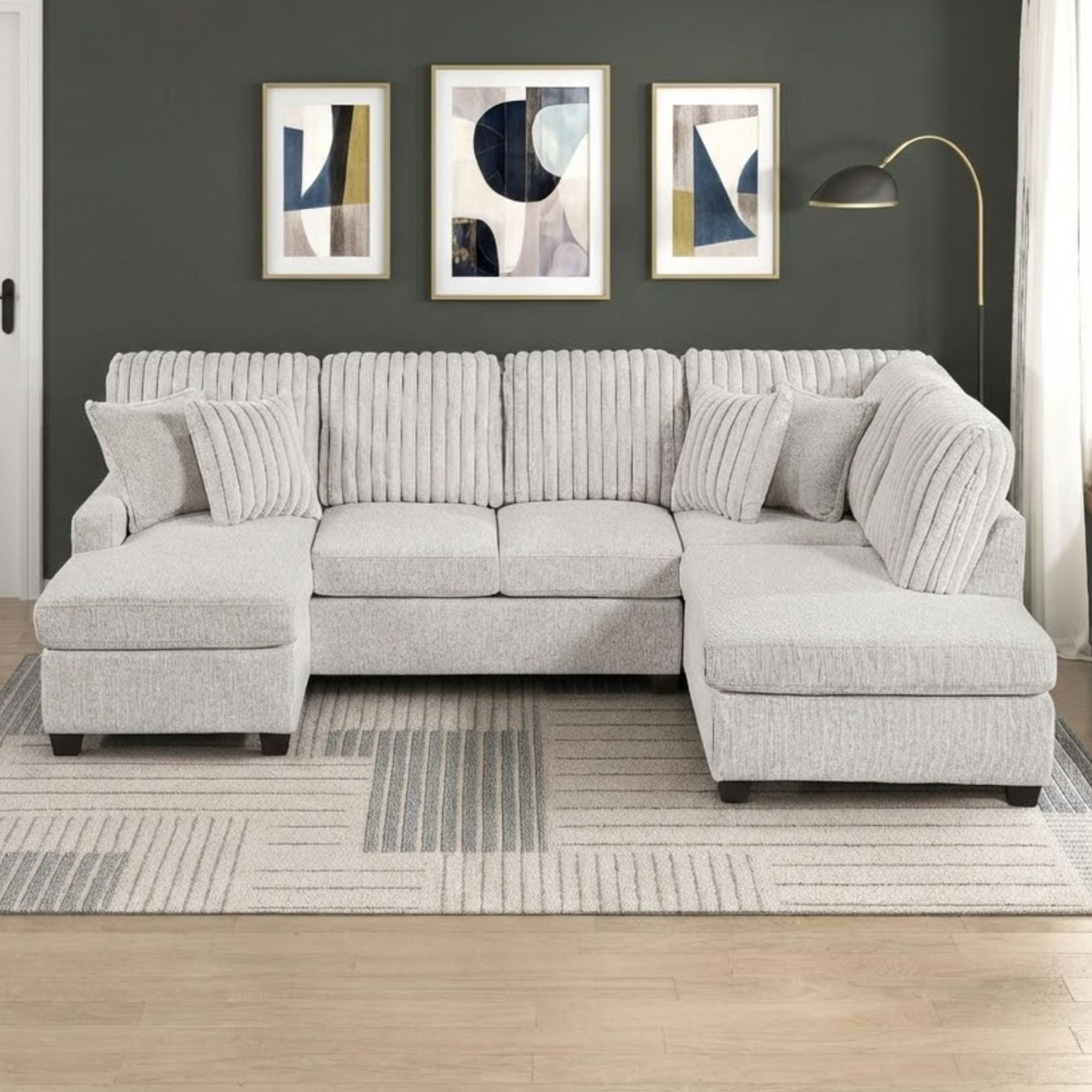 MAZ Lawson Collection 2-piece sectional sofa with chaise, featuring plush cushions and modern design for comfortable seating.