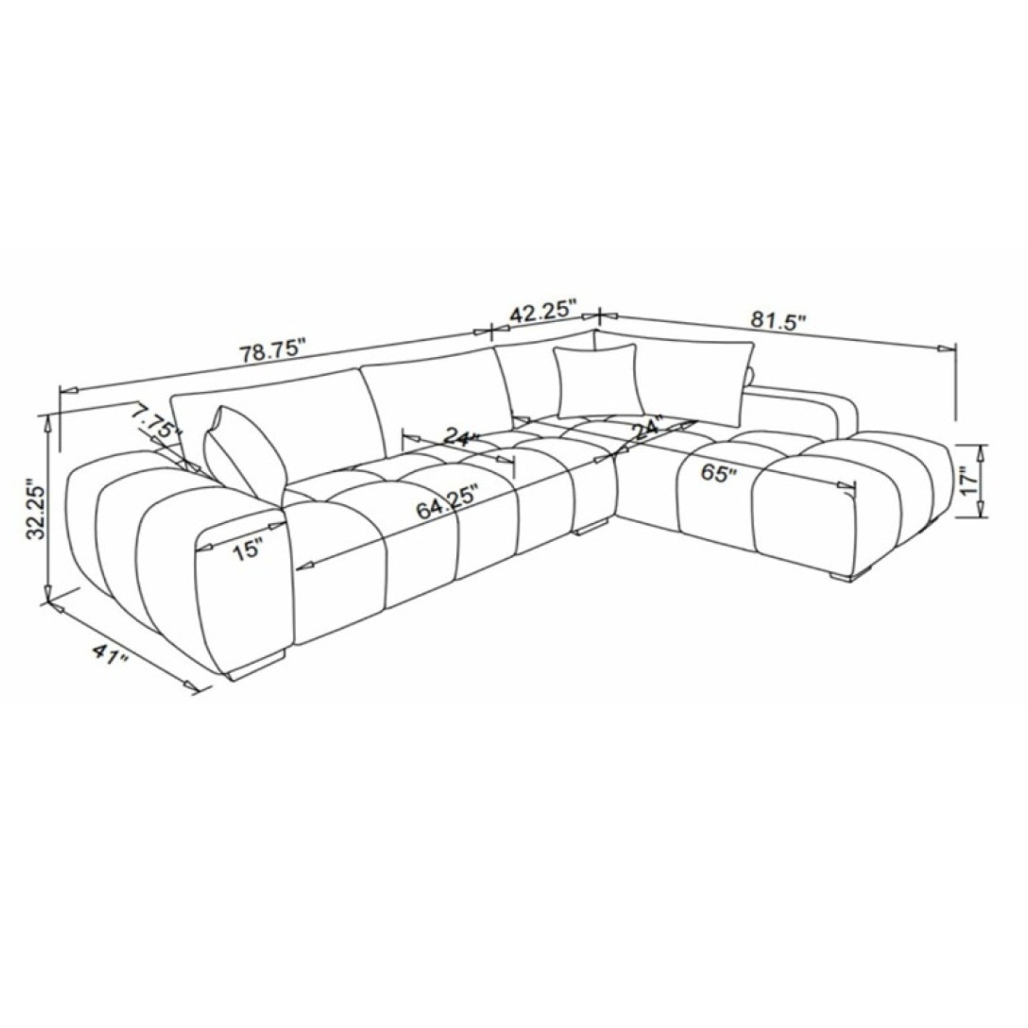 Brassex Zara sectional sofa in charcoal fabric, featuring modern design and plush cushions, shown in a stylish living room setting.