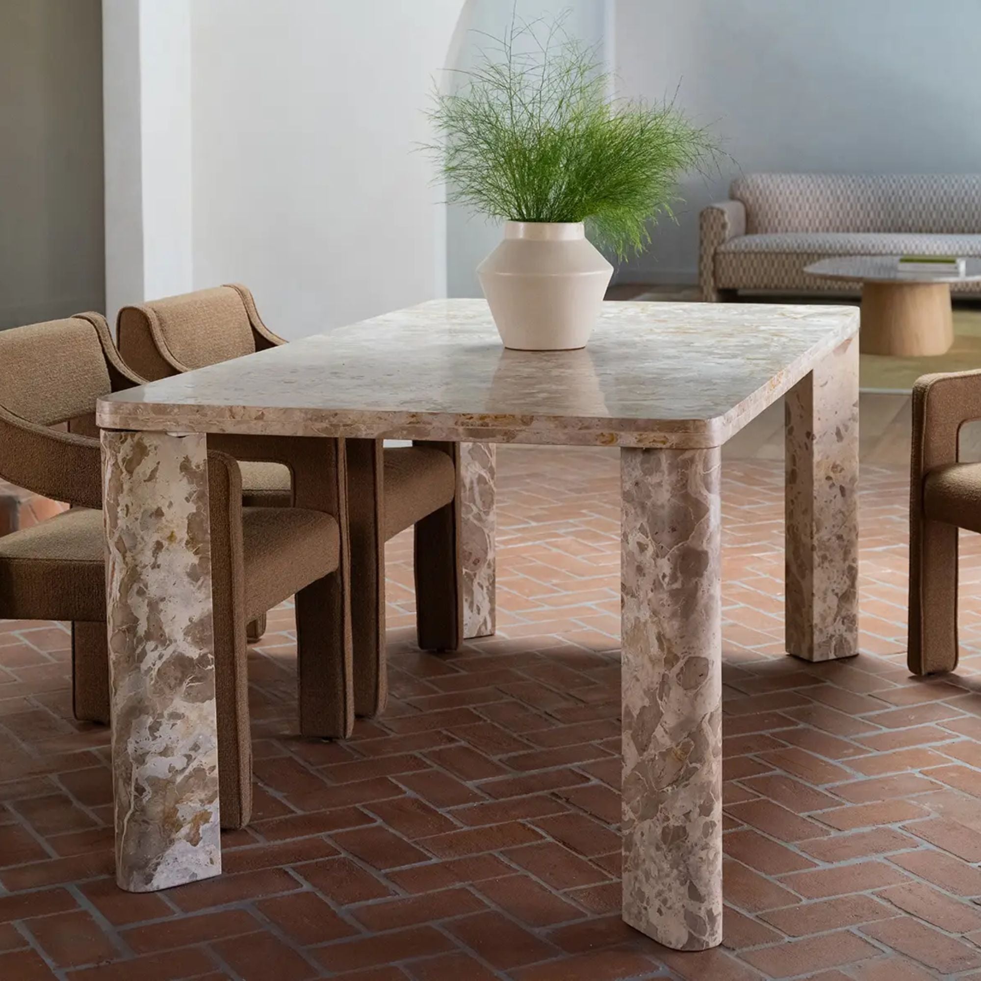 Moe's Home Segment Collection Dining Table Panther Stone Beige | CastleUp Experience Centre Online Furniture