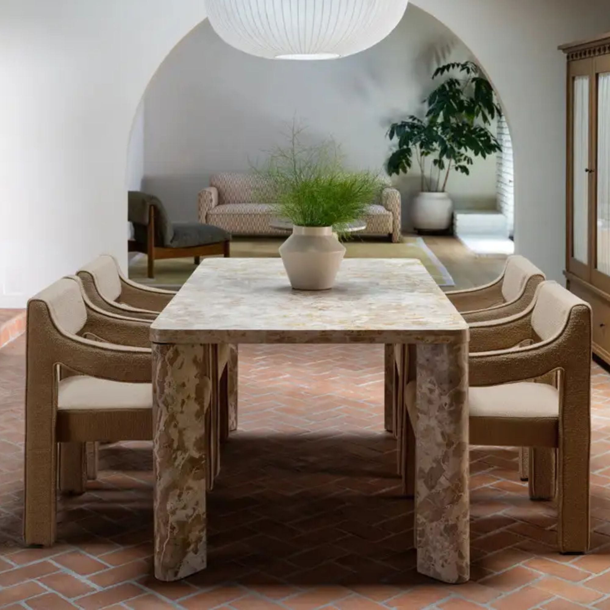 Moe's Home Segment Collection Dining Table Panther Stone Beige | CastleUp Experience Centre Online Furniture