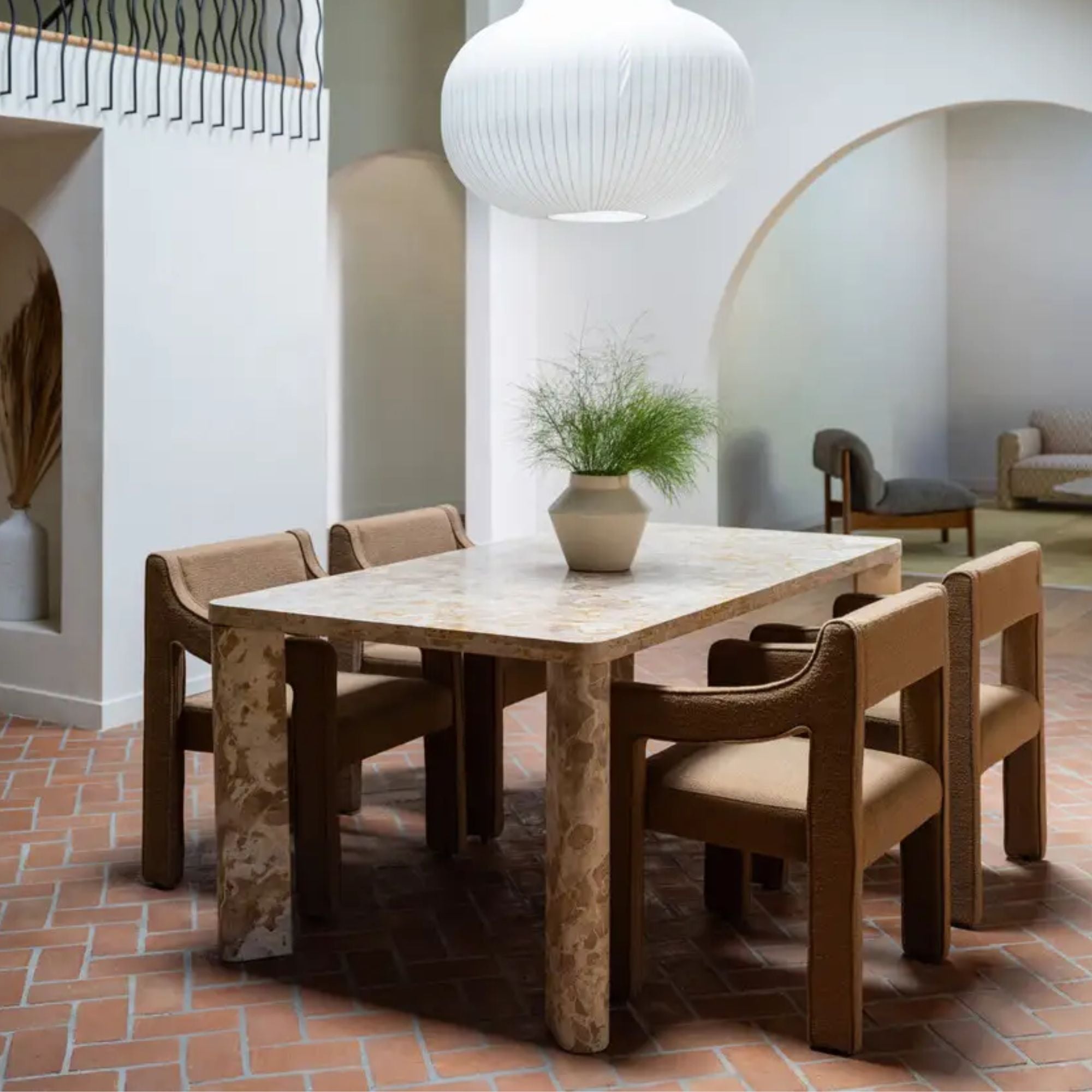 Moe's Home Segment Collection Dining Table Panther Stone Beige | CastleUp Experience Centre Online Furniture