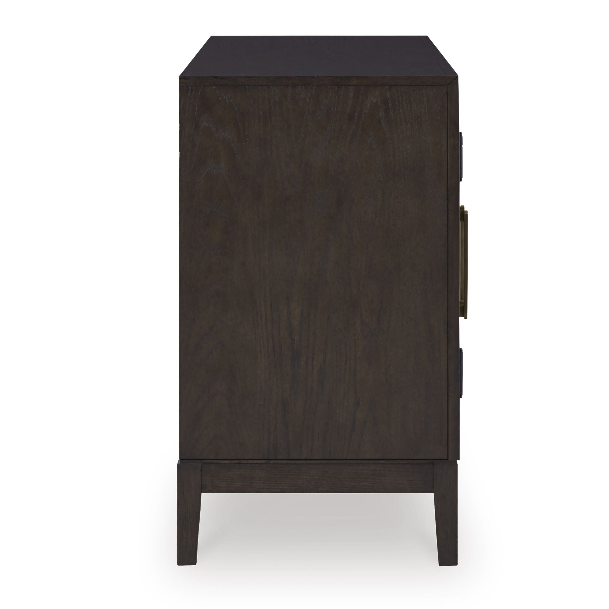 Signature Ashley dining room server with multiple storage compartments and a dark wood finish, ideal for elegant dining room organization.