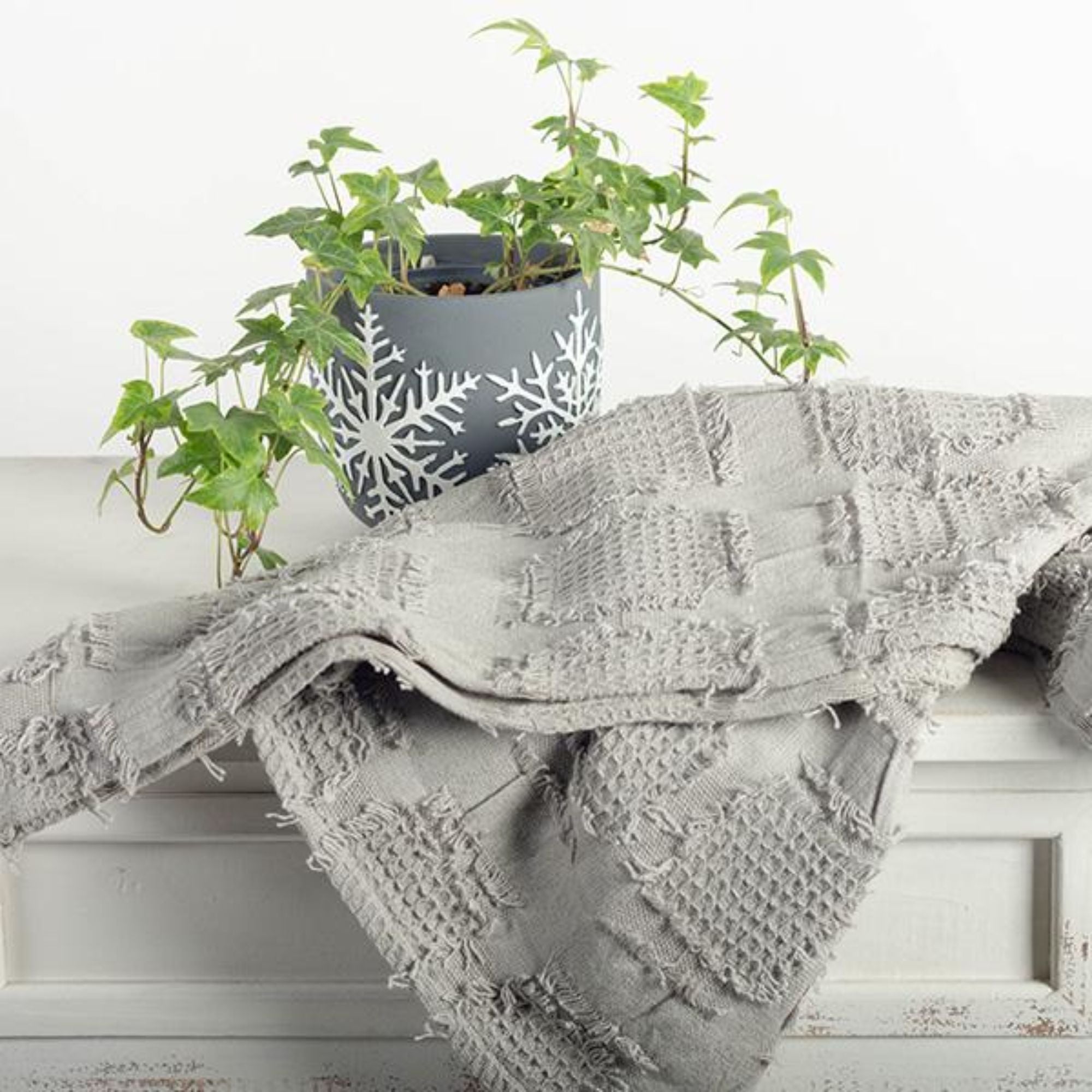 Shabby Chic Woven Cotton Throw | CastleUp Experience Centre Online Furniture