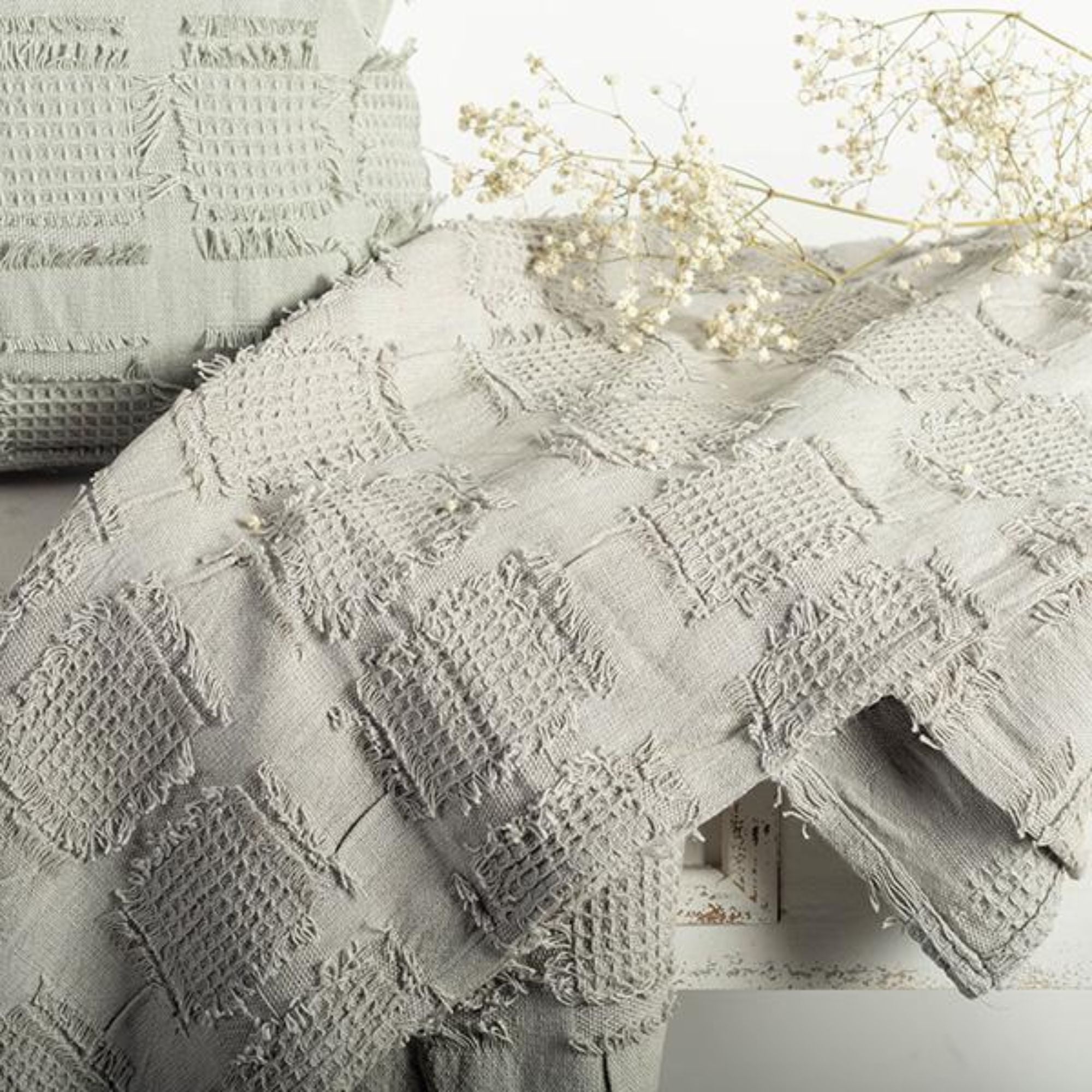 Shabby Chic Woven Cotton Throw | CastleUp Experience Centre Online Furniture