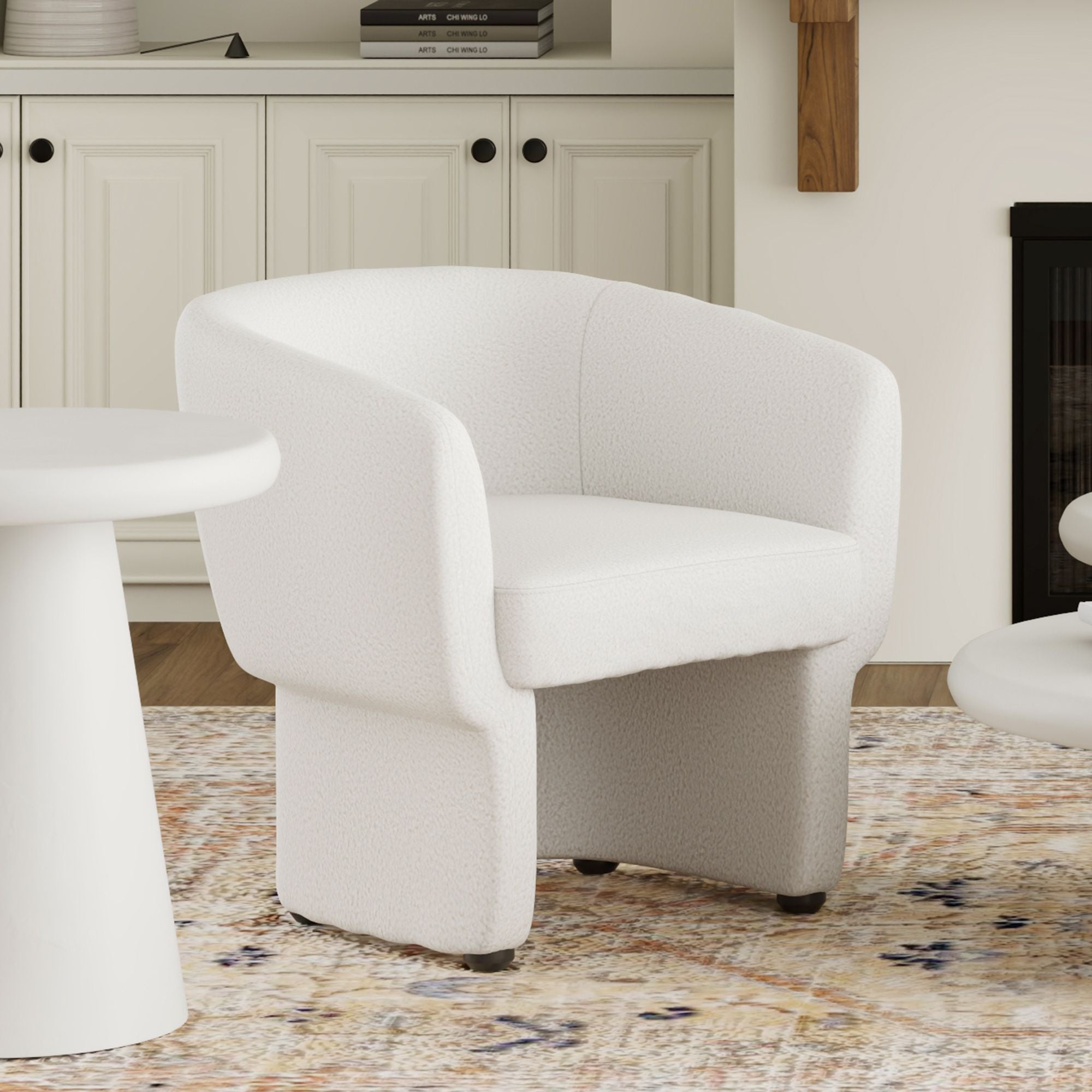 Sheri Accent Chair in White Bouclé