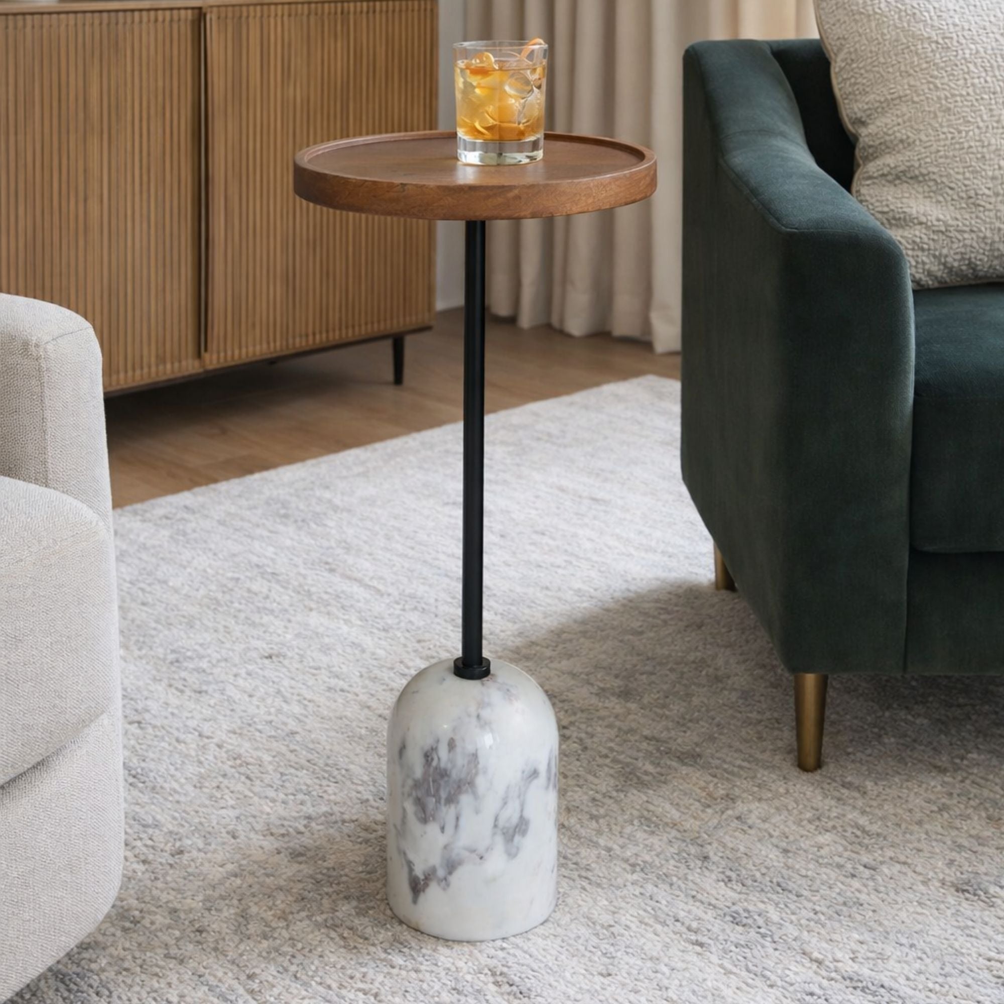 Merlot Marble Base Side Table | CastleUp Experience Centre Online Furniture