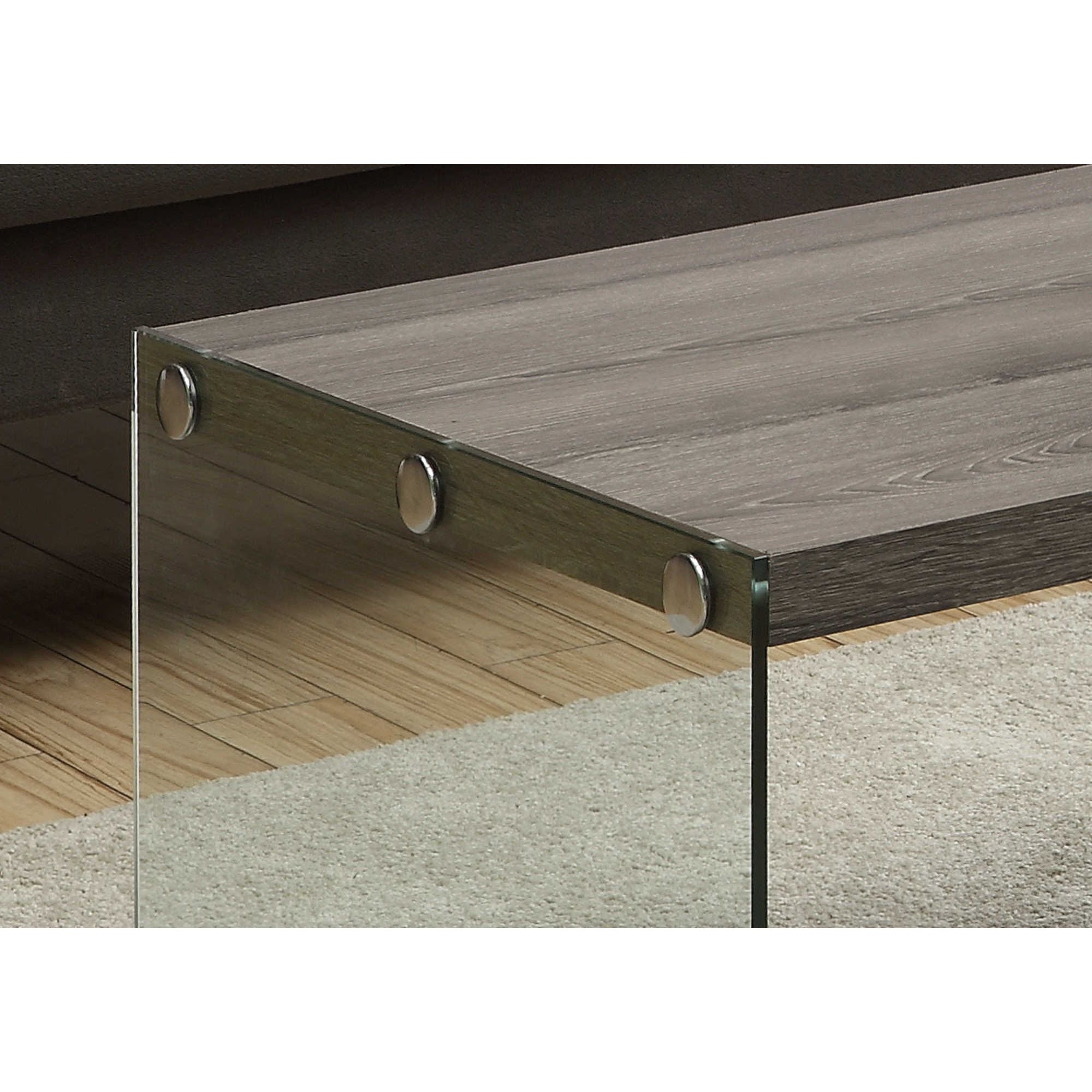 Dark taupe Silva coffee table by Monarch Specialties featuring a sleek modern design and smooth wooden surface.