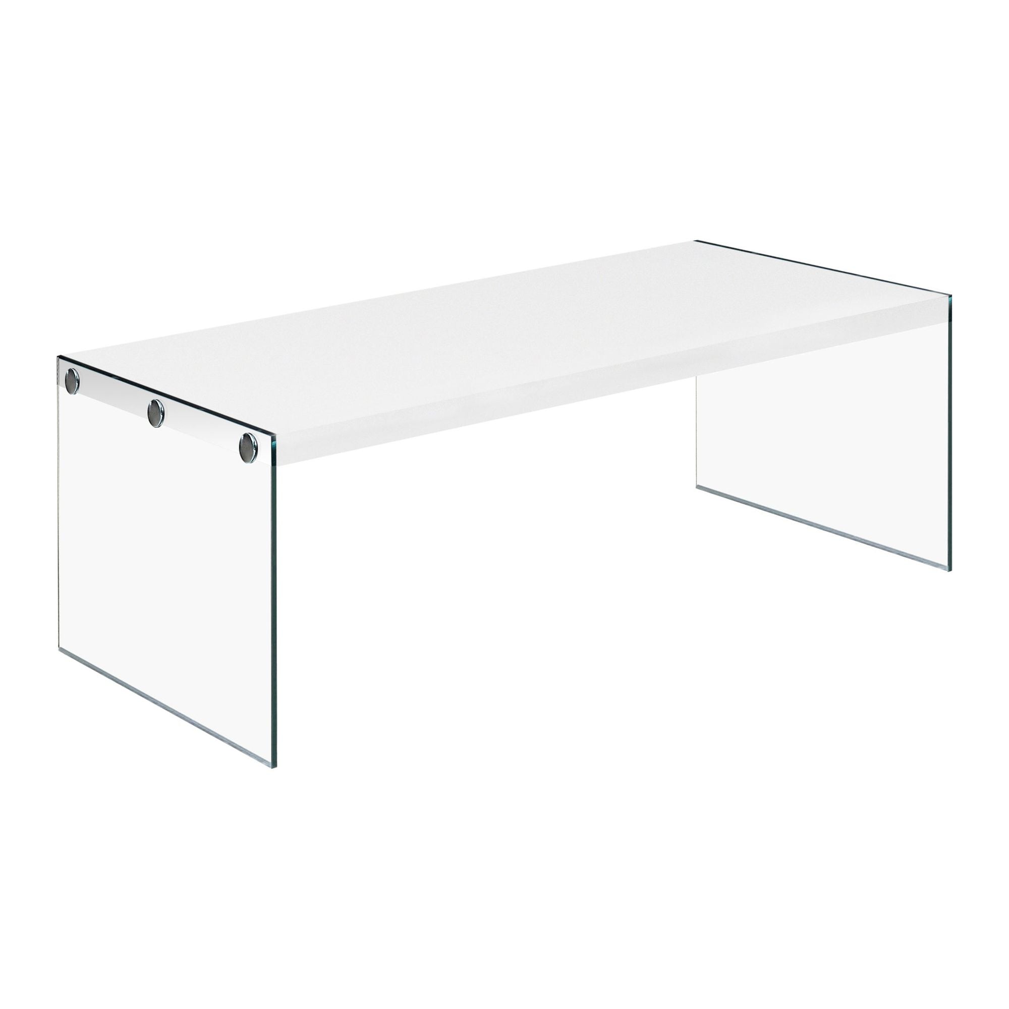 Silva glossy white coffee table by Monarch Specialties with a sleek modern design and smooth surface.