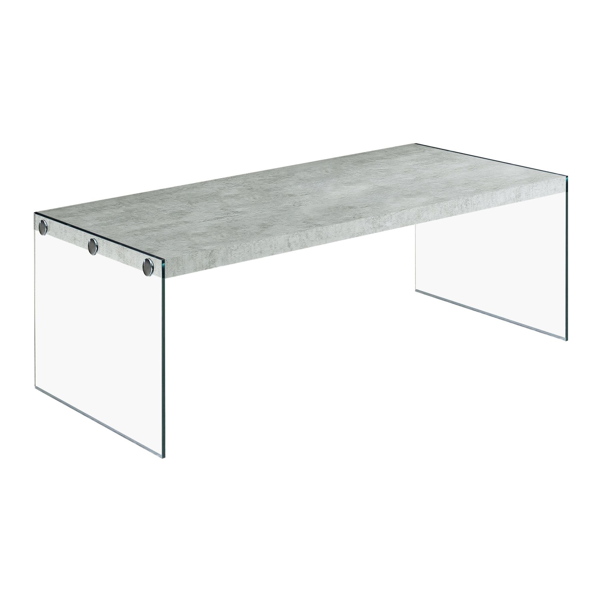 Silva grey cement coffee table by Monarch Specialties, modern rectangular design with sleek surface and sturdy legs.