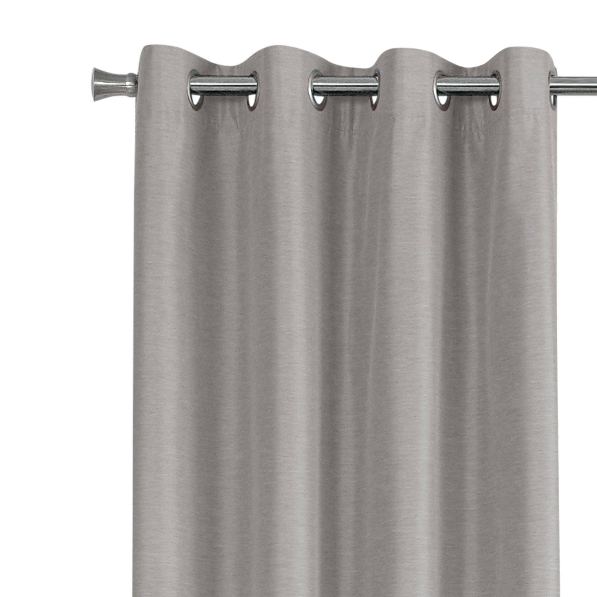 Silver blackout curtain panel set by Monarch Specialties, includes two 52-inch wide panels in sleek silver fabric.