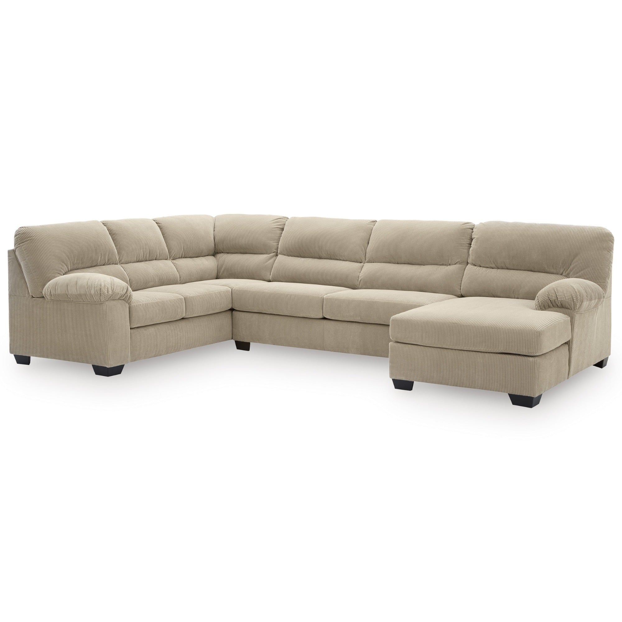 SimpleJoy 3-Piece Sectional with Chaise in Sand